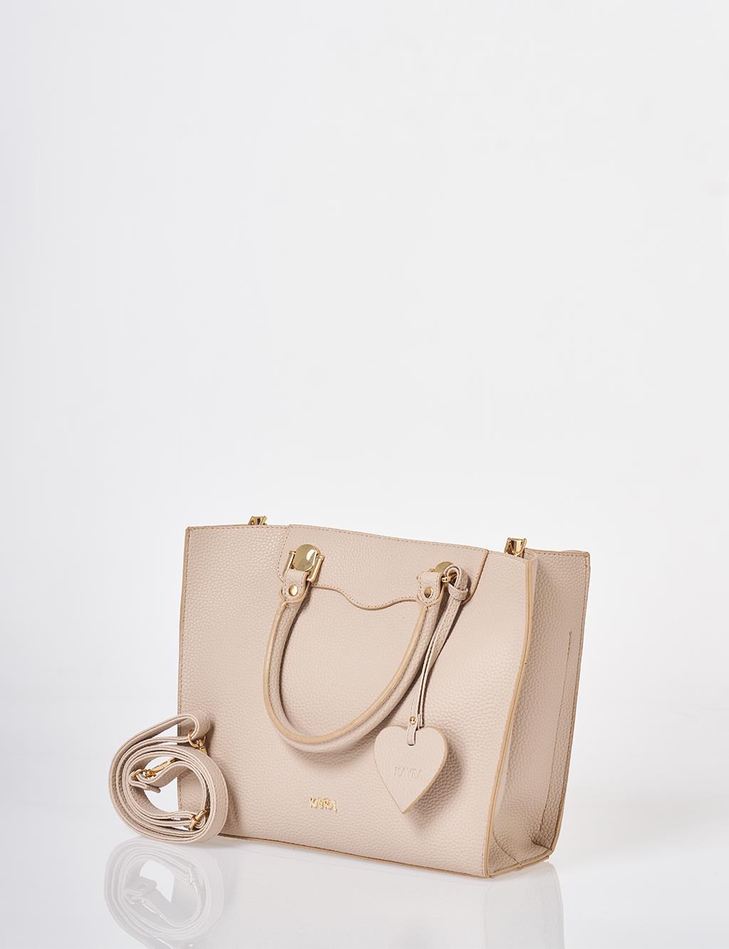 Accessory Detailed Tote Bag Stone