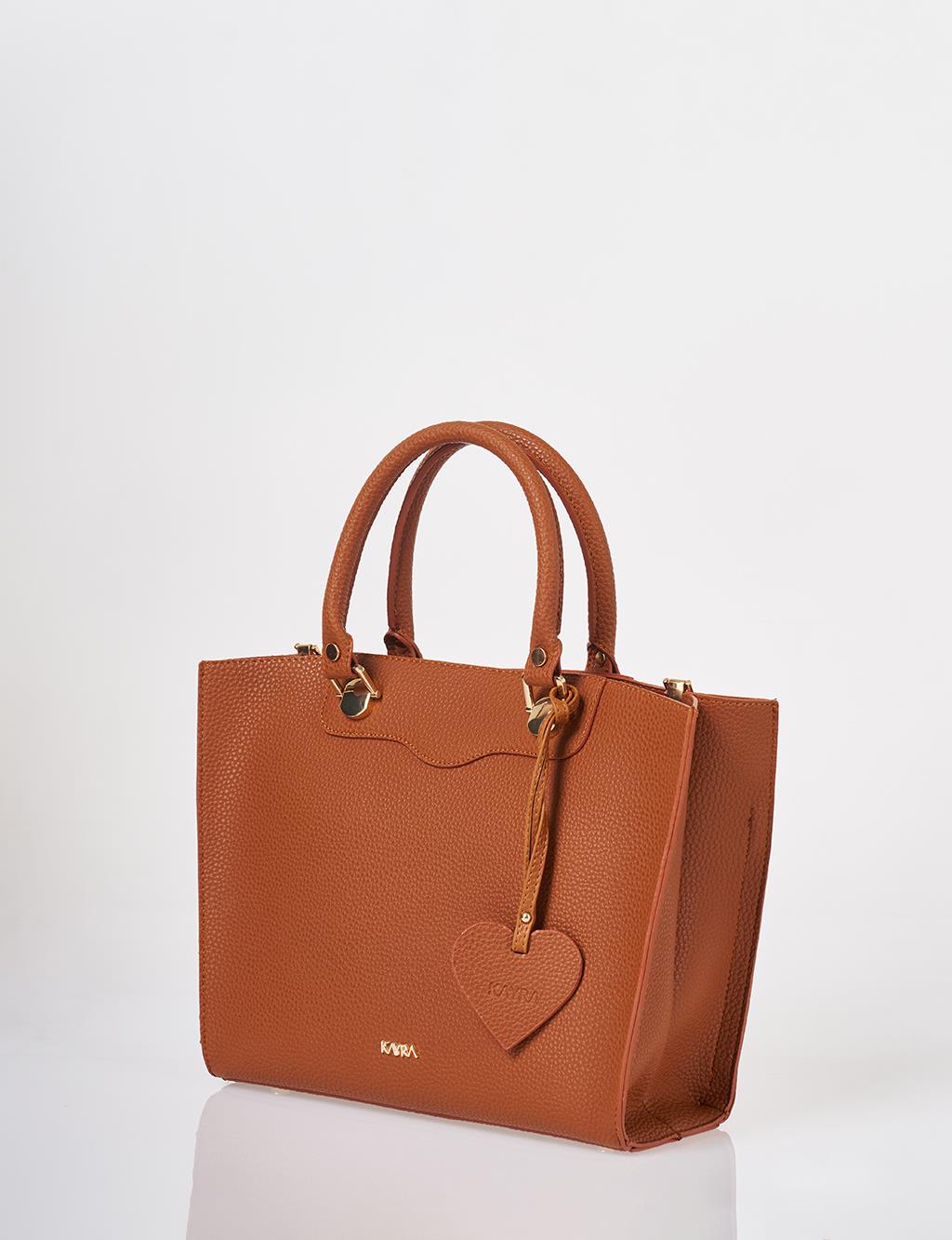 Accessory Detailed Tote Bag Tan