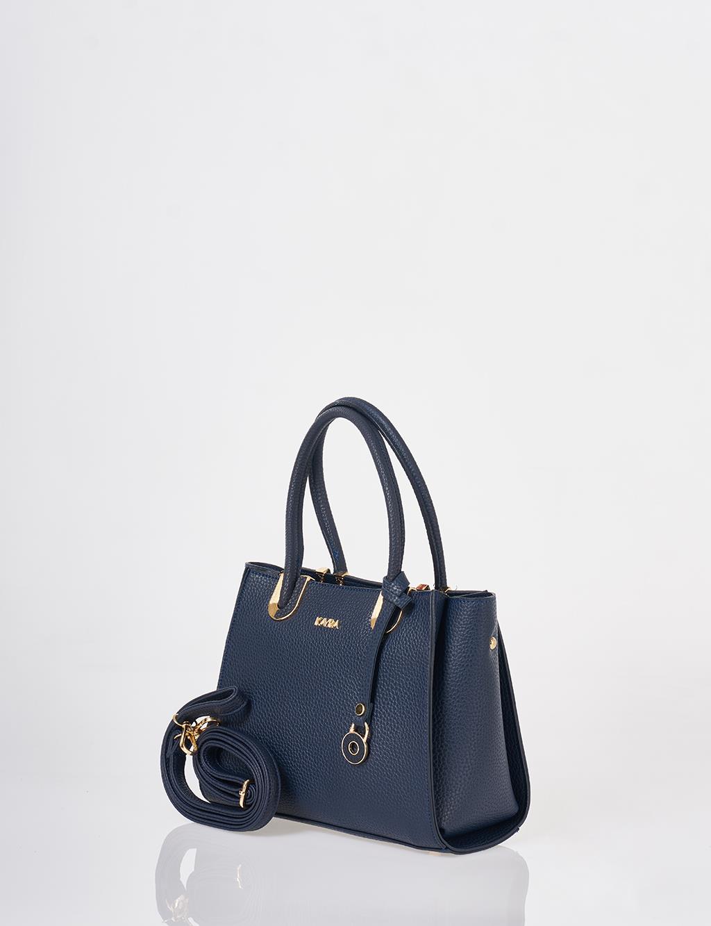 Faux Leather Tote Bag Navy