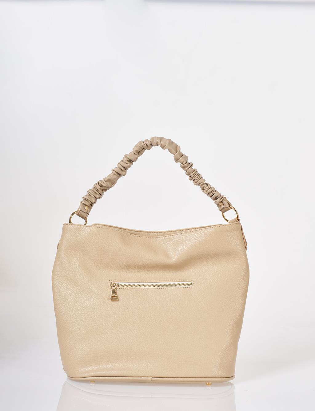 Faux Leather Hobo Bag Stone