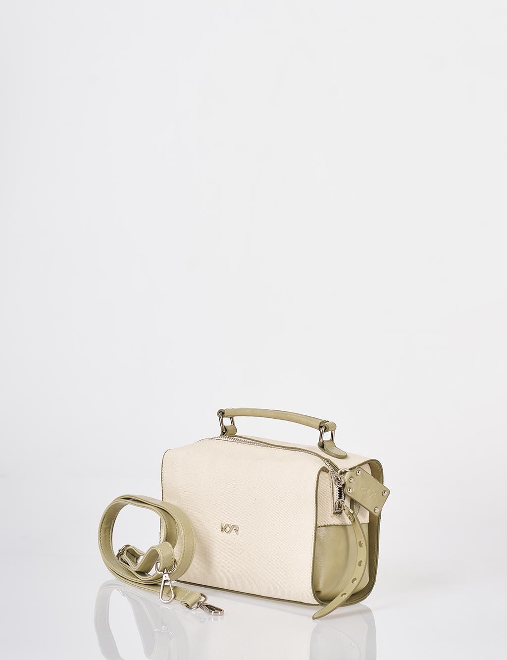 Shoulder Strap Canvas Bag Mint-Cream