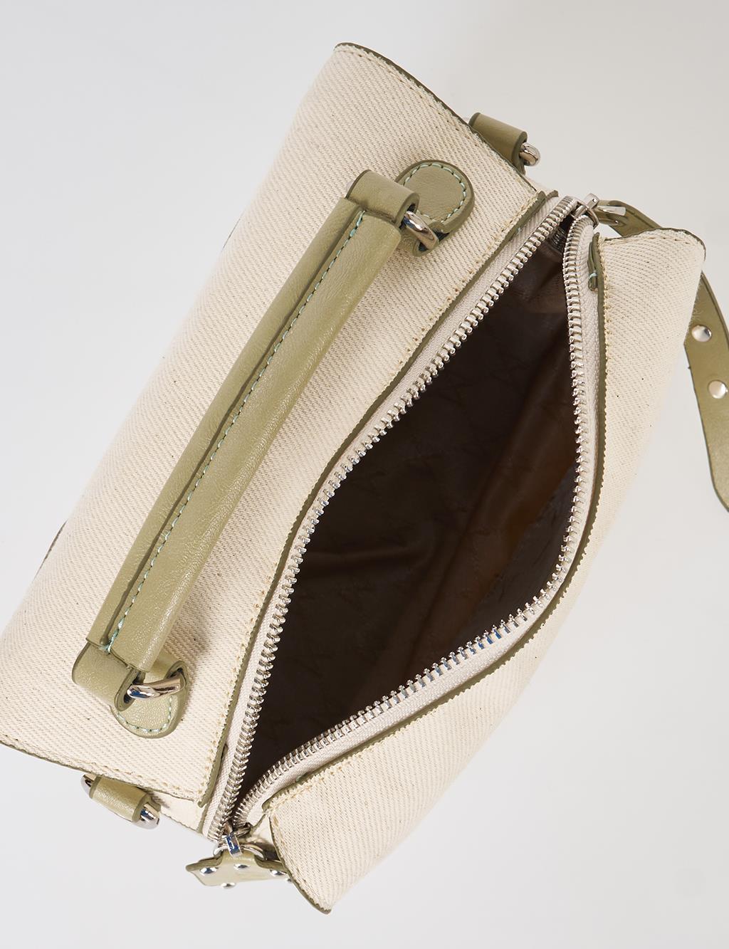 Shoulder Strap Canvas Bag Mint-Cream