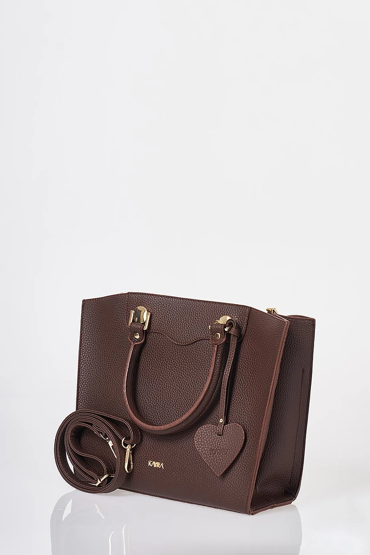 Accessory Detailed Tote Bag Dark Brown