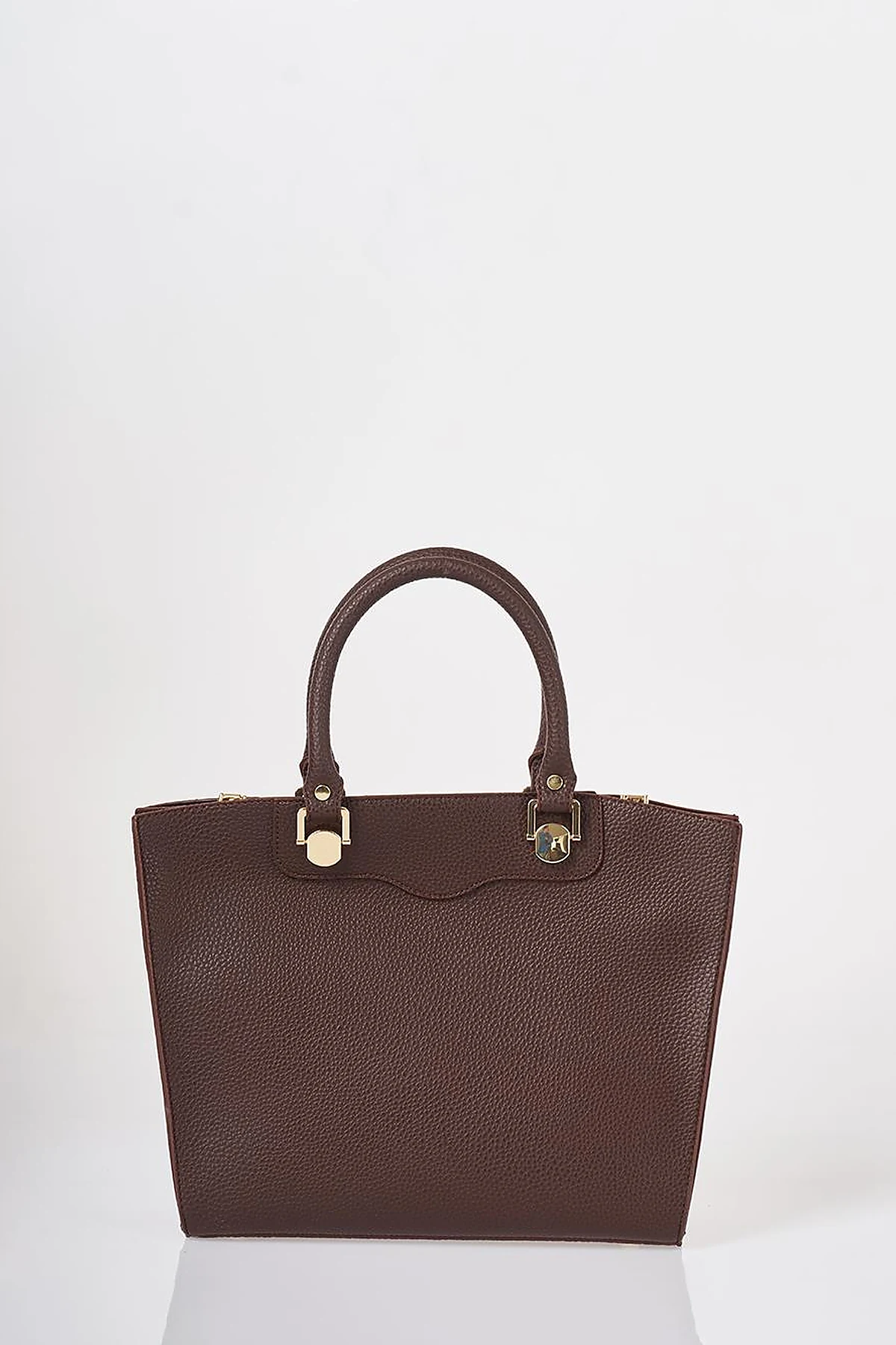 Accessory Detailed Tote Bag Dark Brown