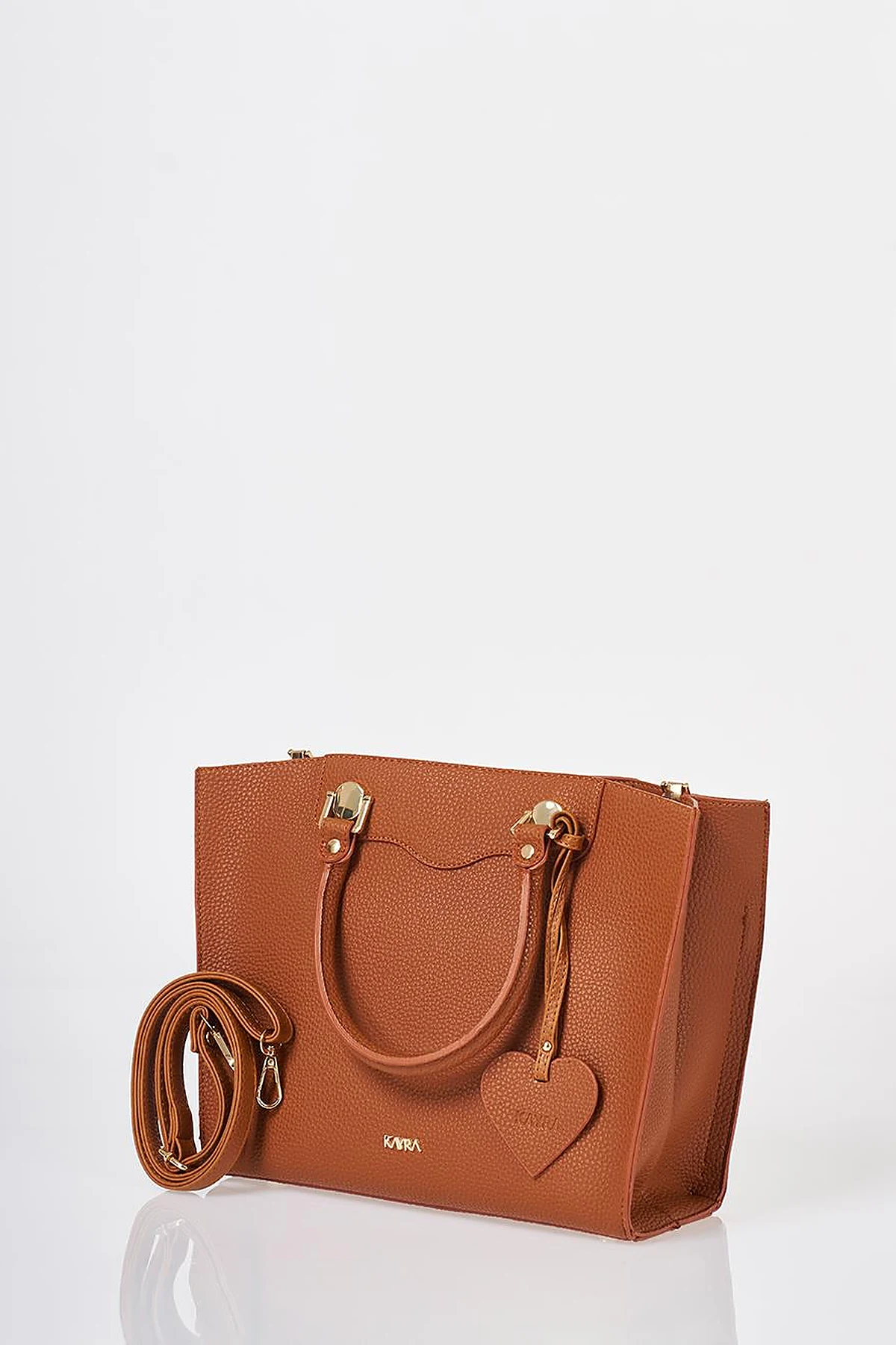Accessory Detailed Tote Bag Tan