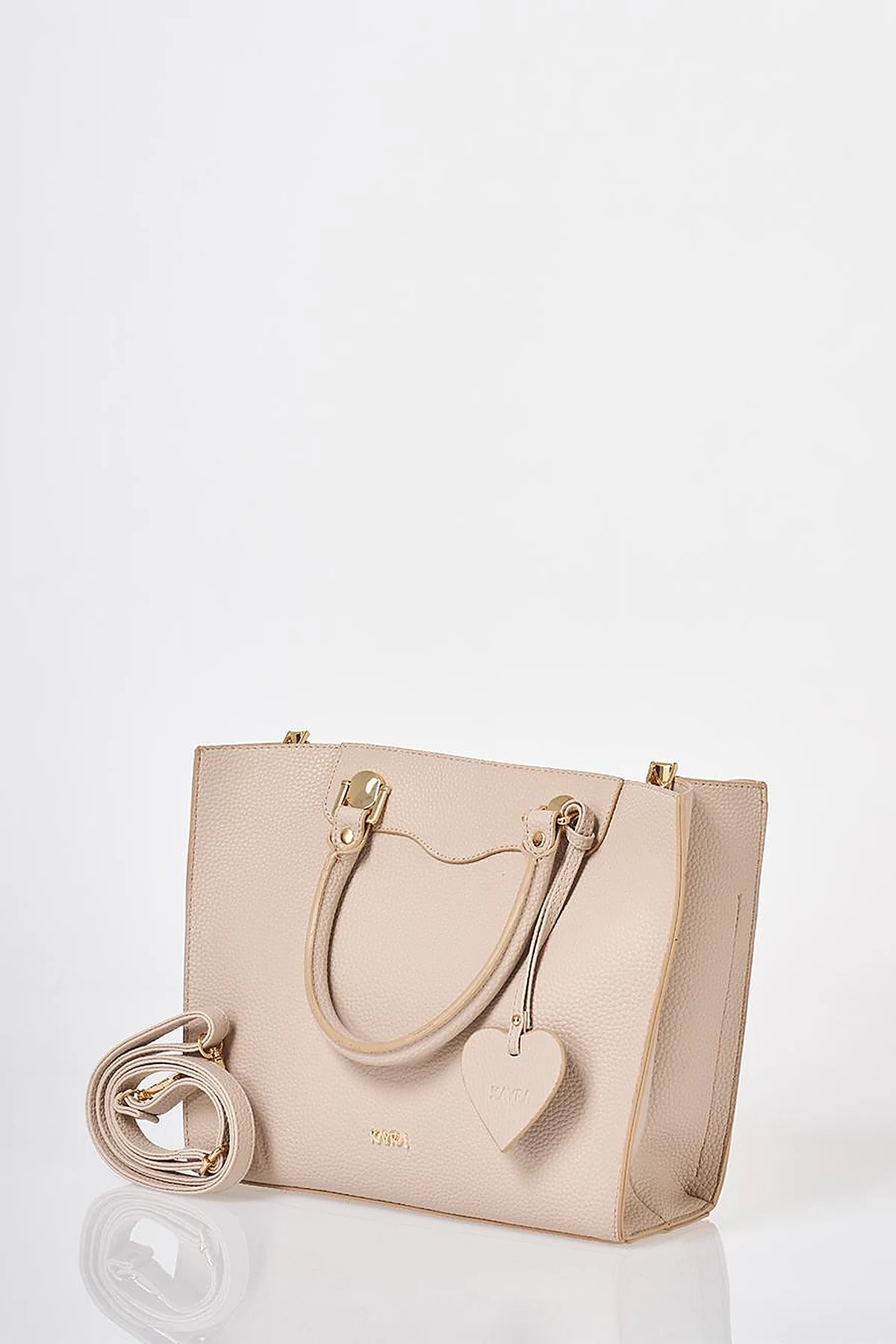 Accessory Detailed Tote Bag Stone