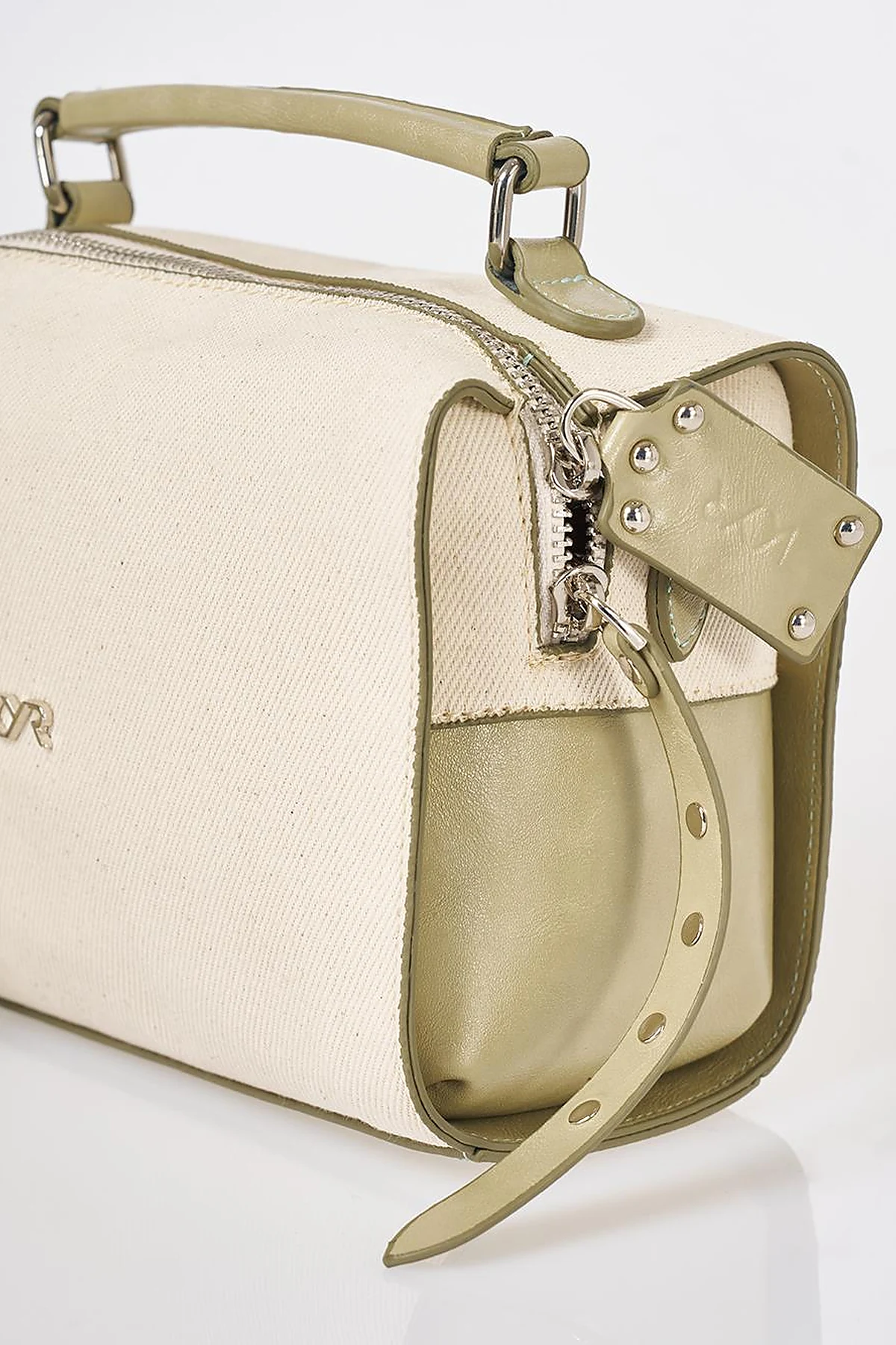 Shoulder Strap Canvas Bag Mint-Cream