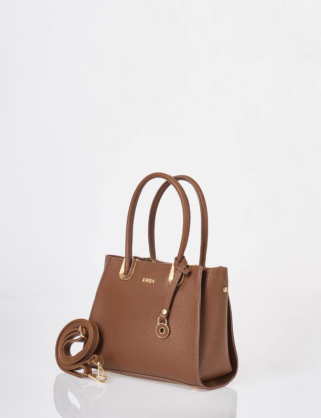 Faux Leather Tote Bag Brown