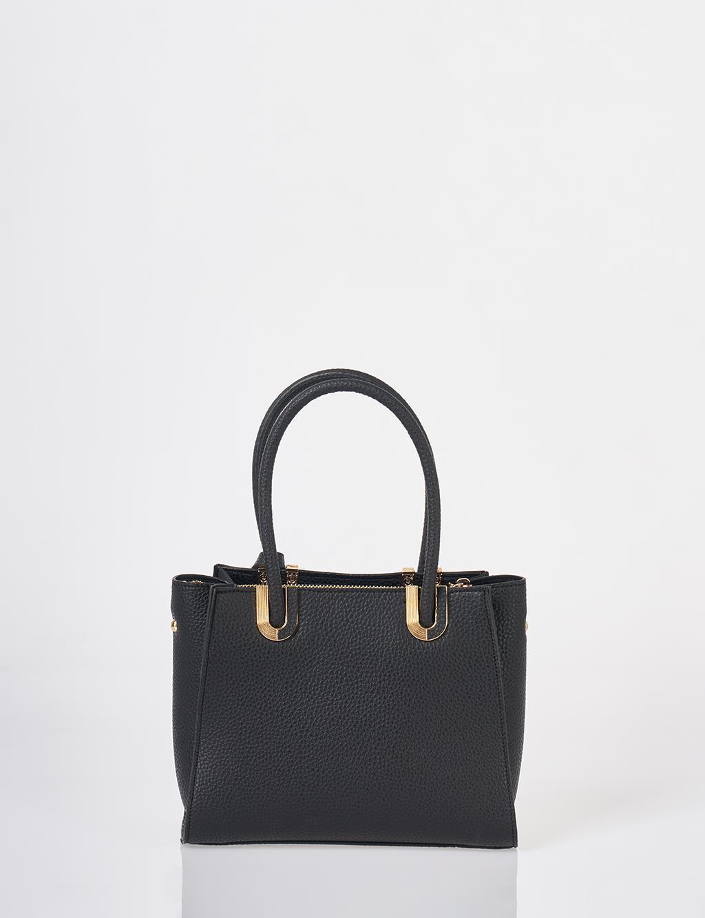 Faux Leather Tote Bag Black