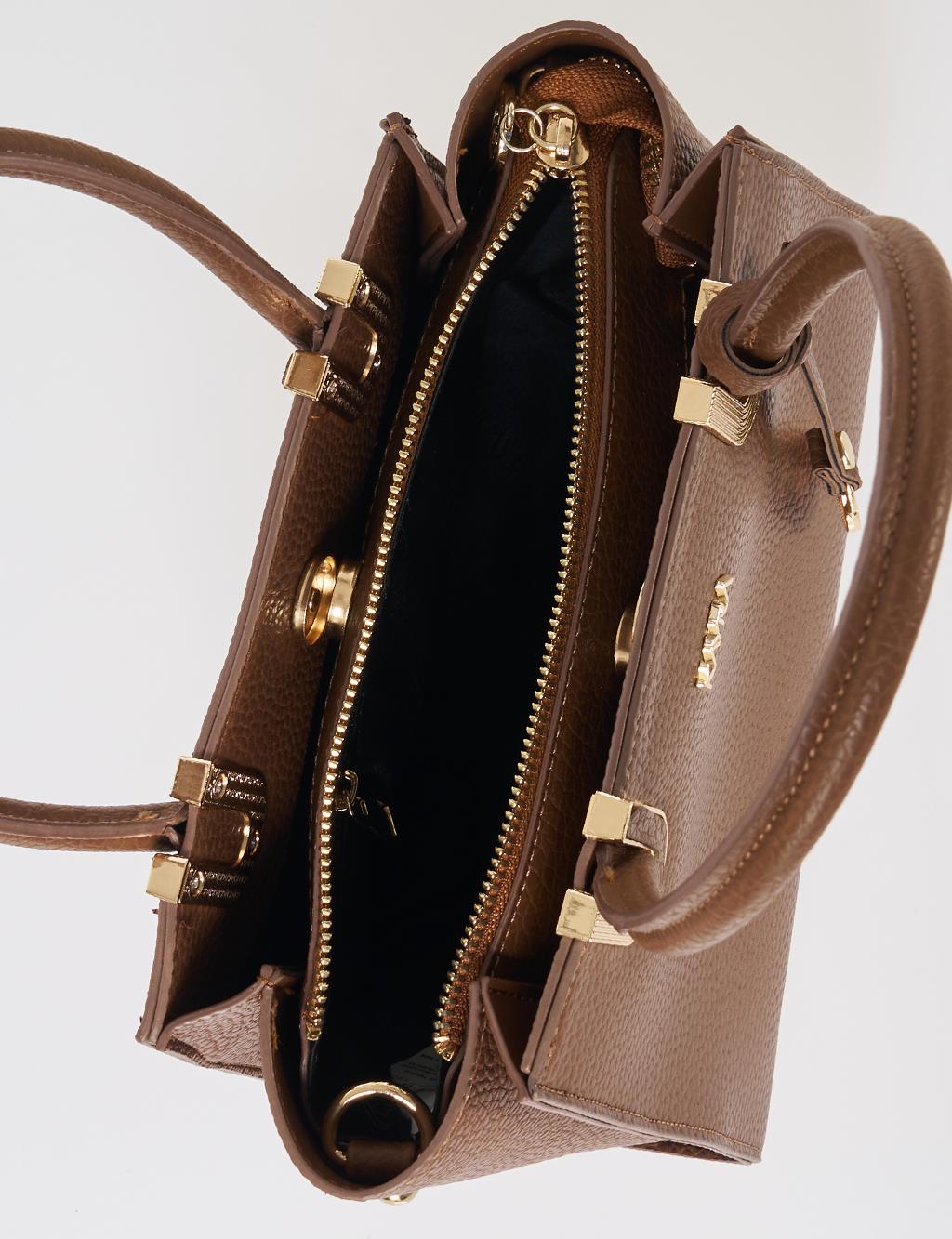 Faux Leather Tote Bag Brown