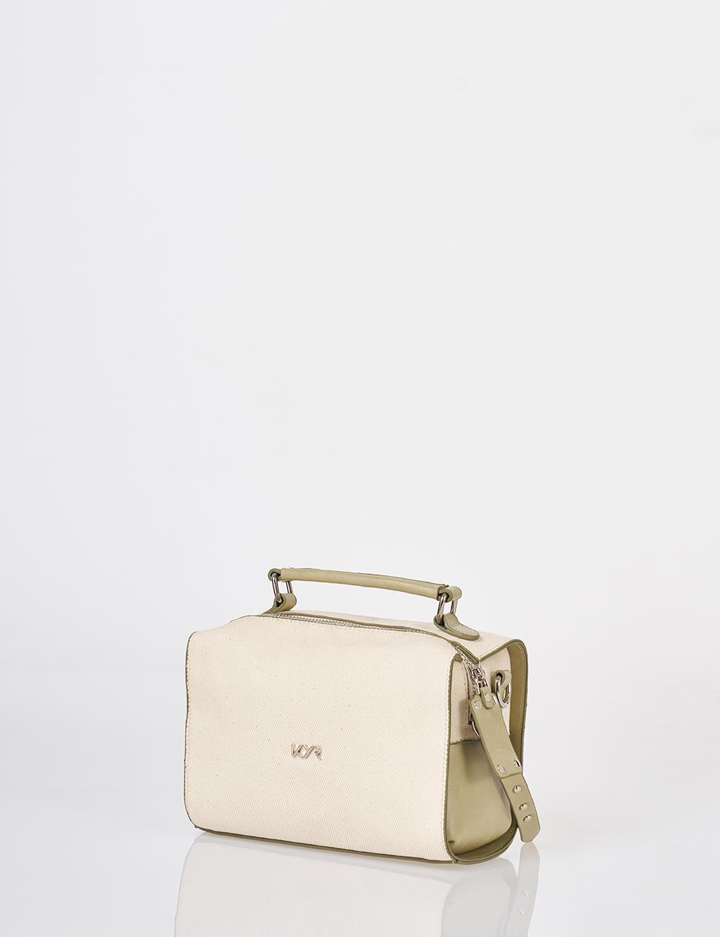 Shoulder Strap Canvas Bag Mint-Cream