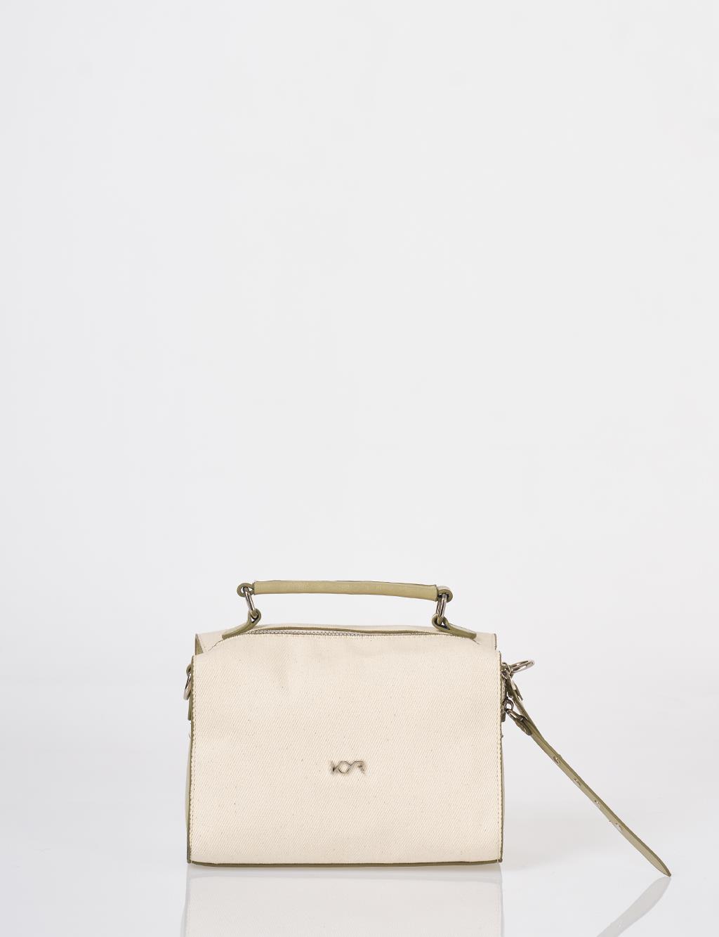 Shoulder Strap Canvas Bag Mint-Cream