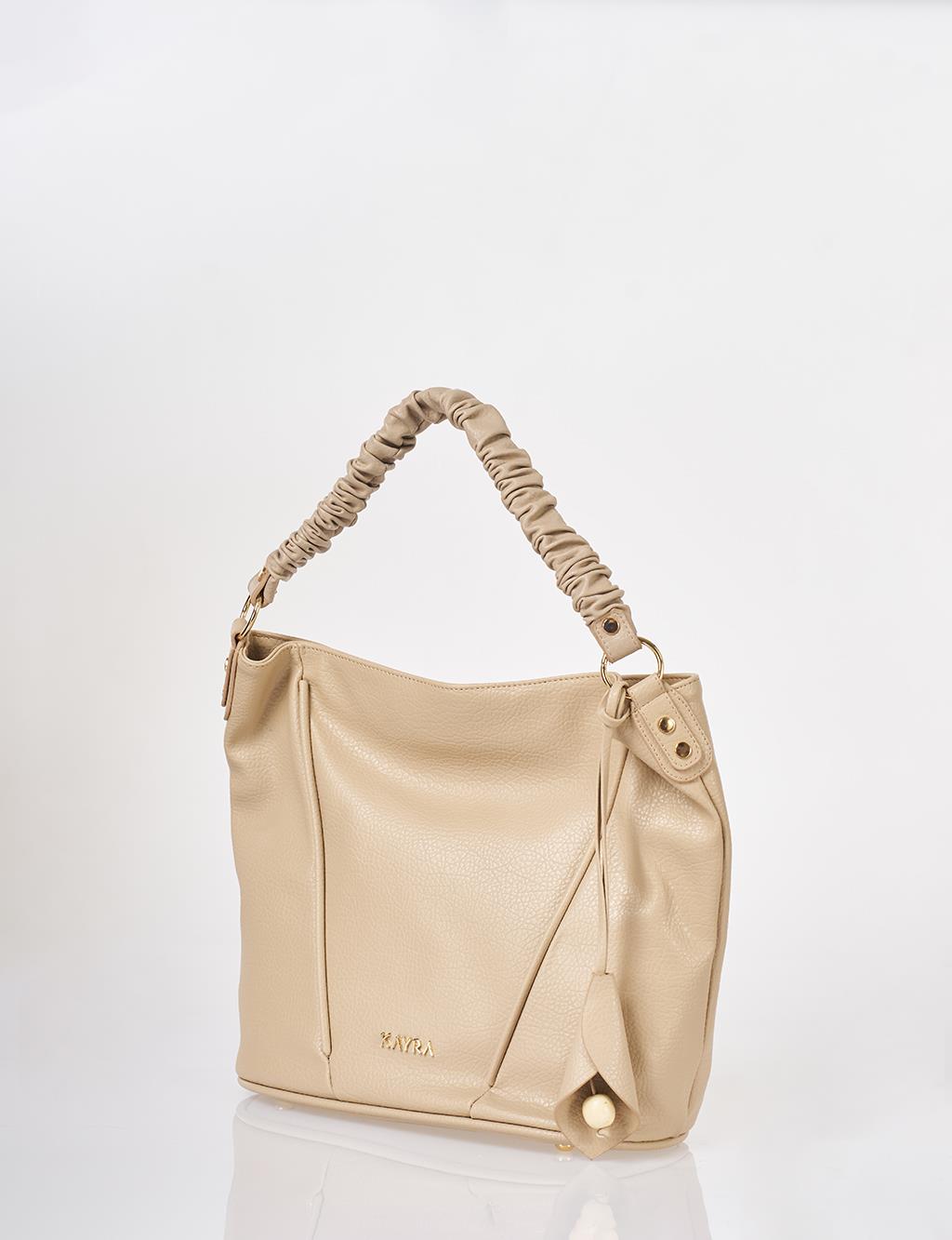 Faux Leather Hobo Bag Stone