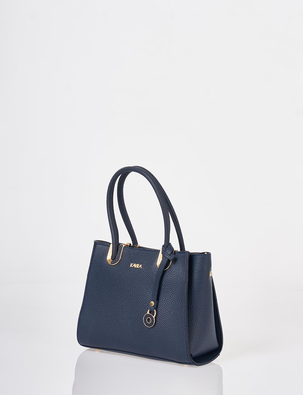 Faux Leather Tote Bag Navy