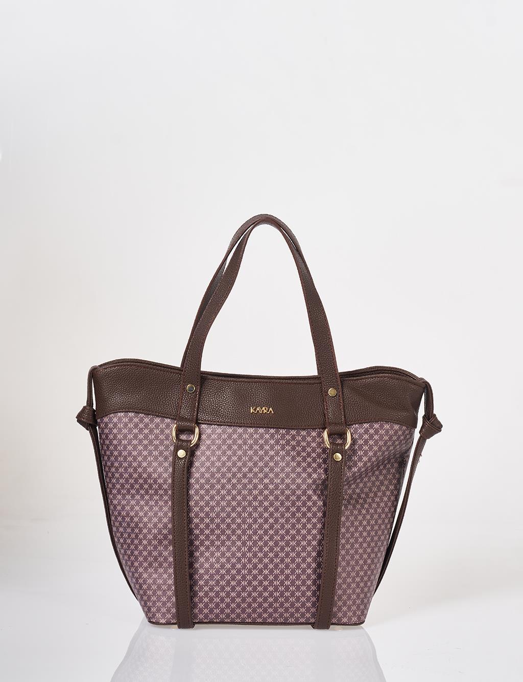Monogram Pattern Shoulder Bag Dark Brown