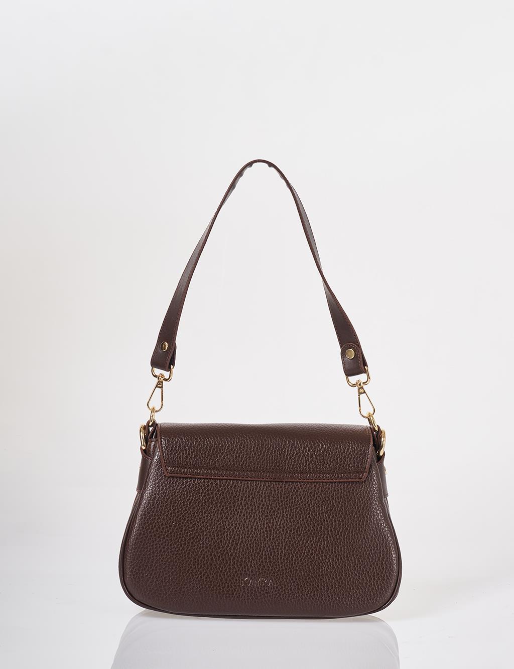 Buckle Detailed Crossbody Bag Dark Brown