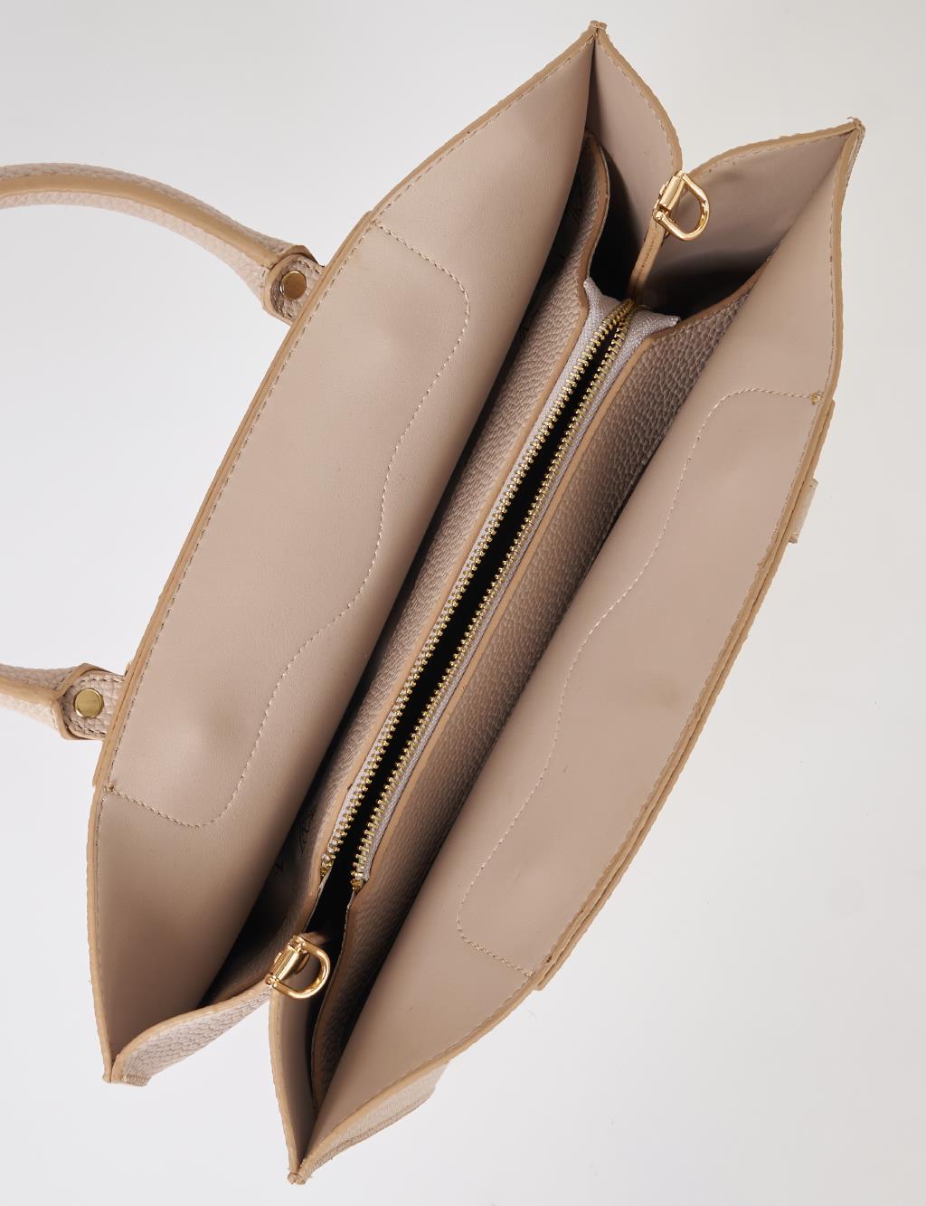 Accessory Detailed Tote Bag Stone