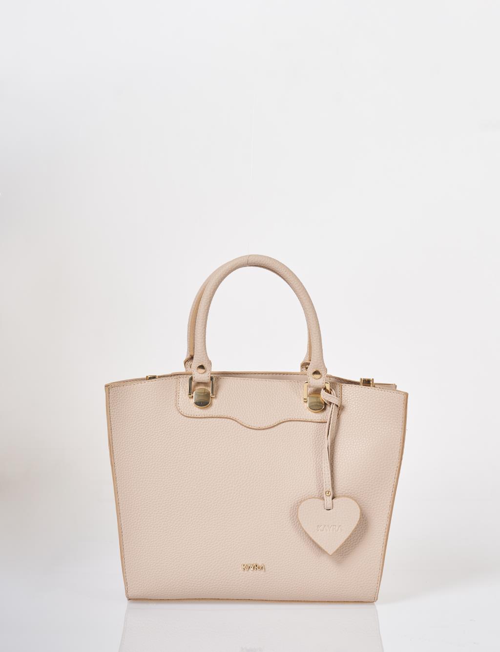 Accessory Detailed Tote Bag Stone
