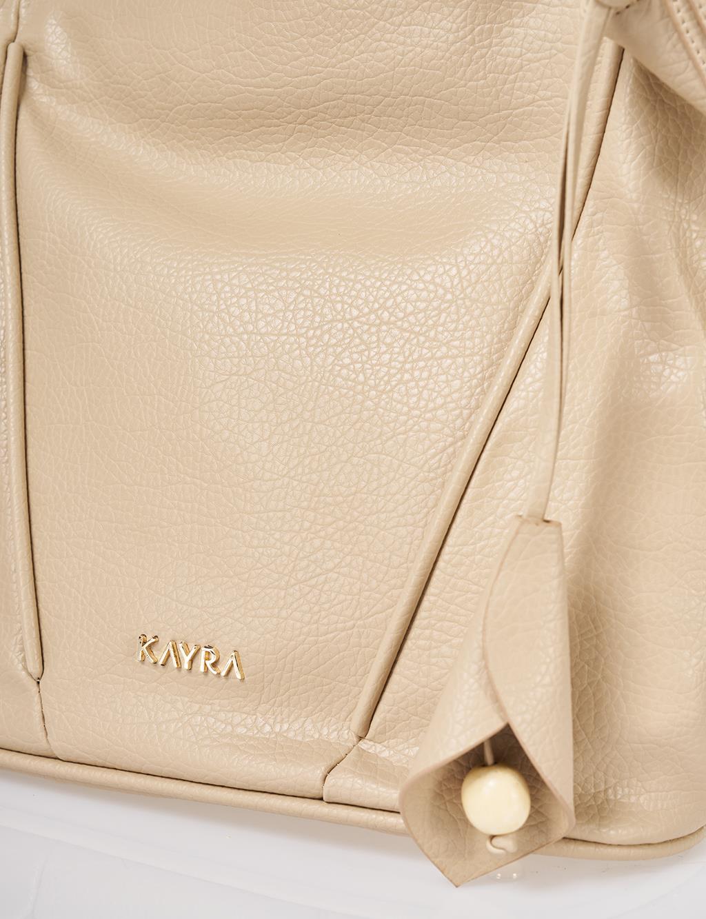Faux Leather Hobo Bag Stone