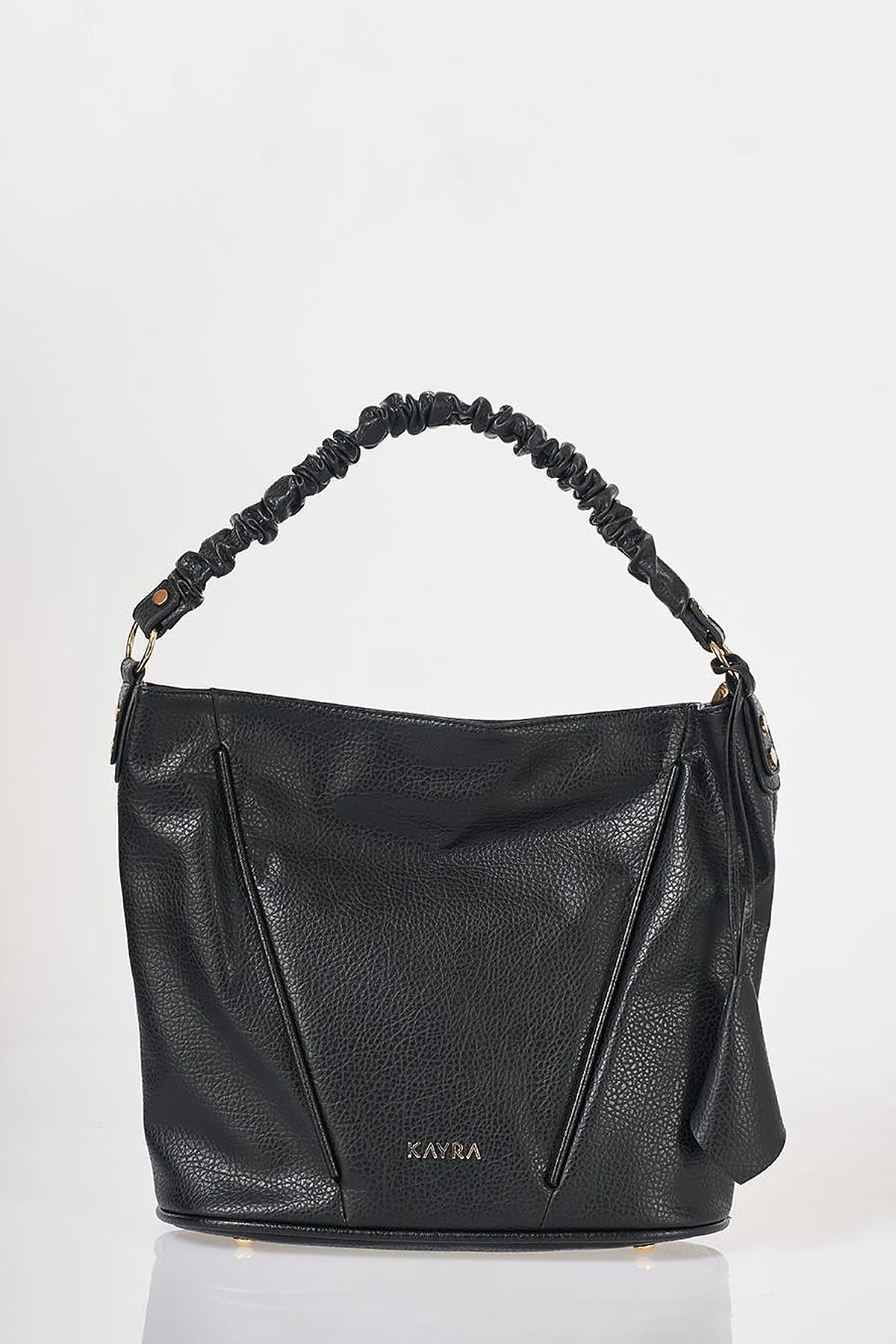 Faux Leather Hobo Bag Black