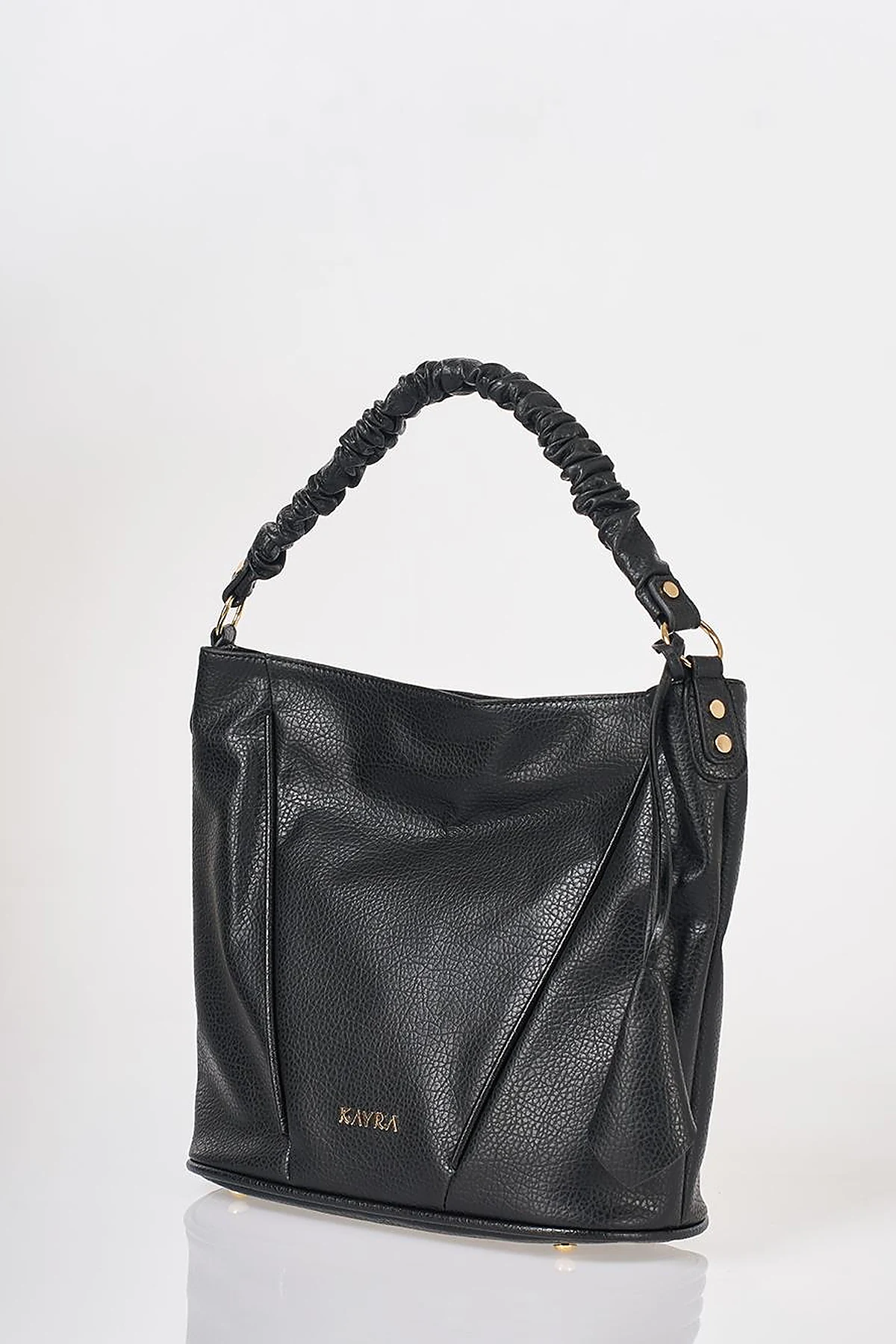 Faux Leather Hobo Bag Black
