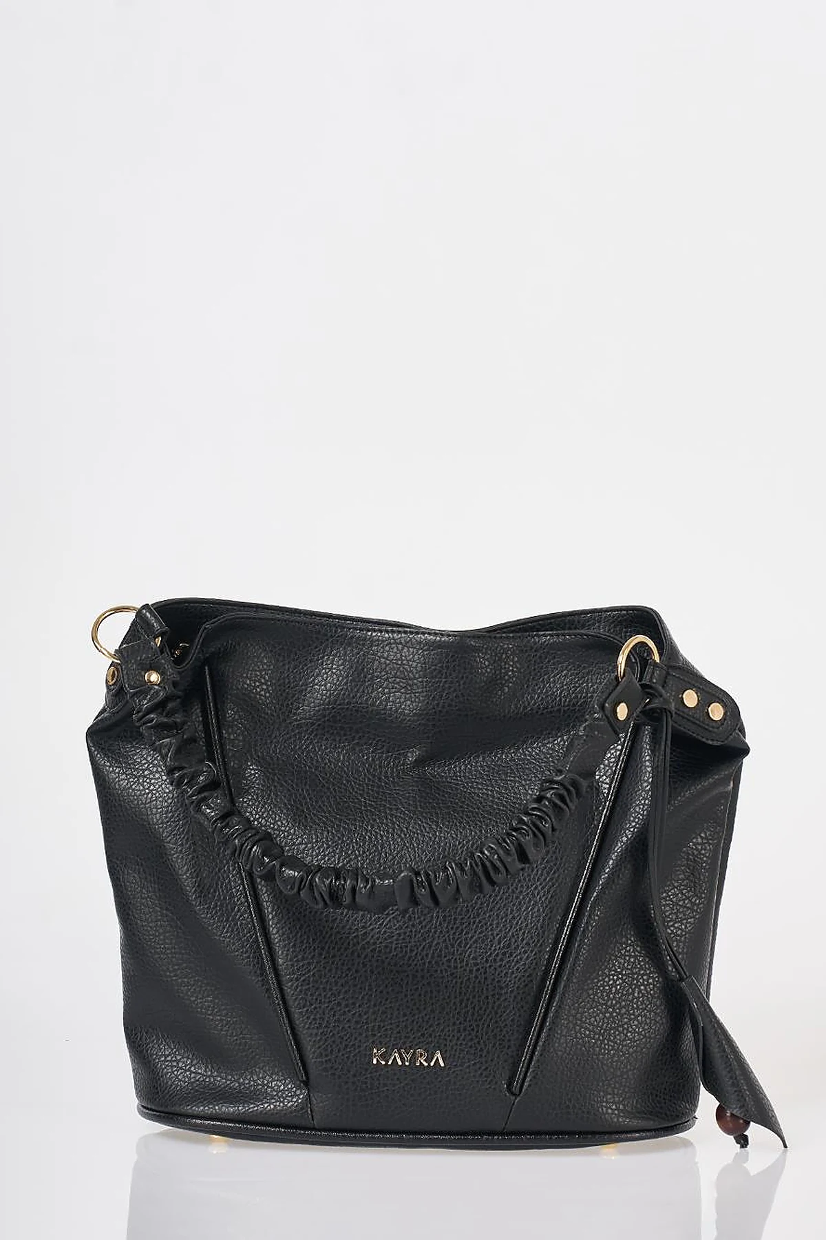 Faux Leather Hobo Bag Black