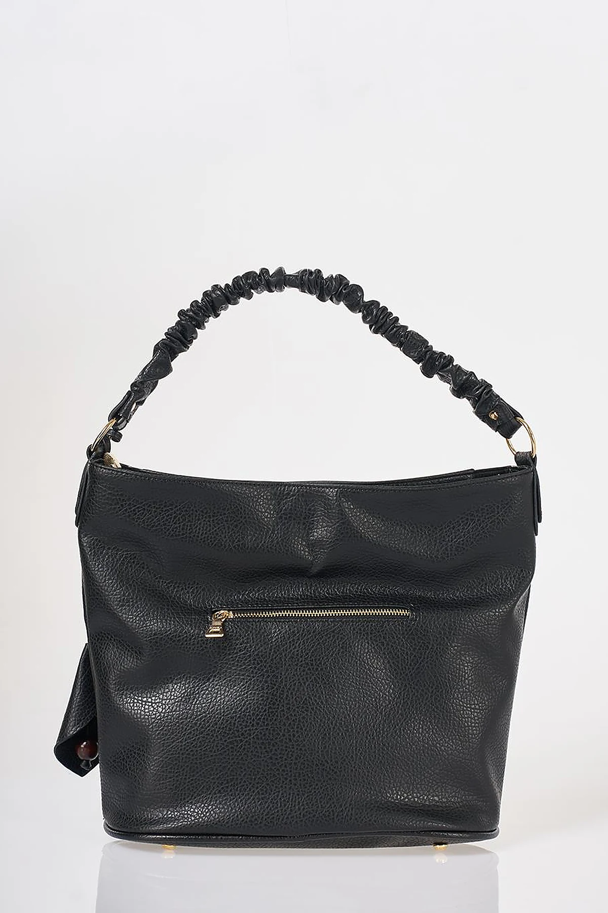 Faux Leather Hobo Bag Black