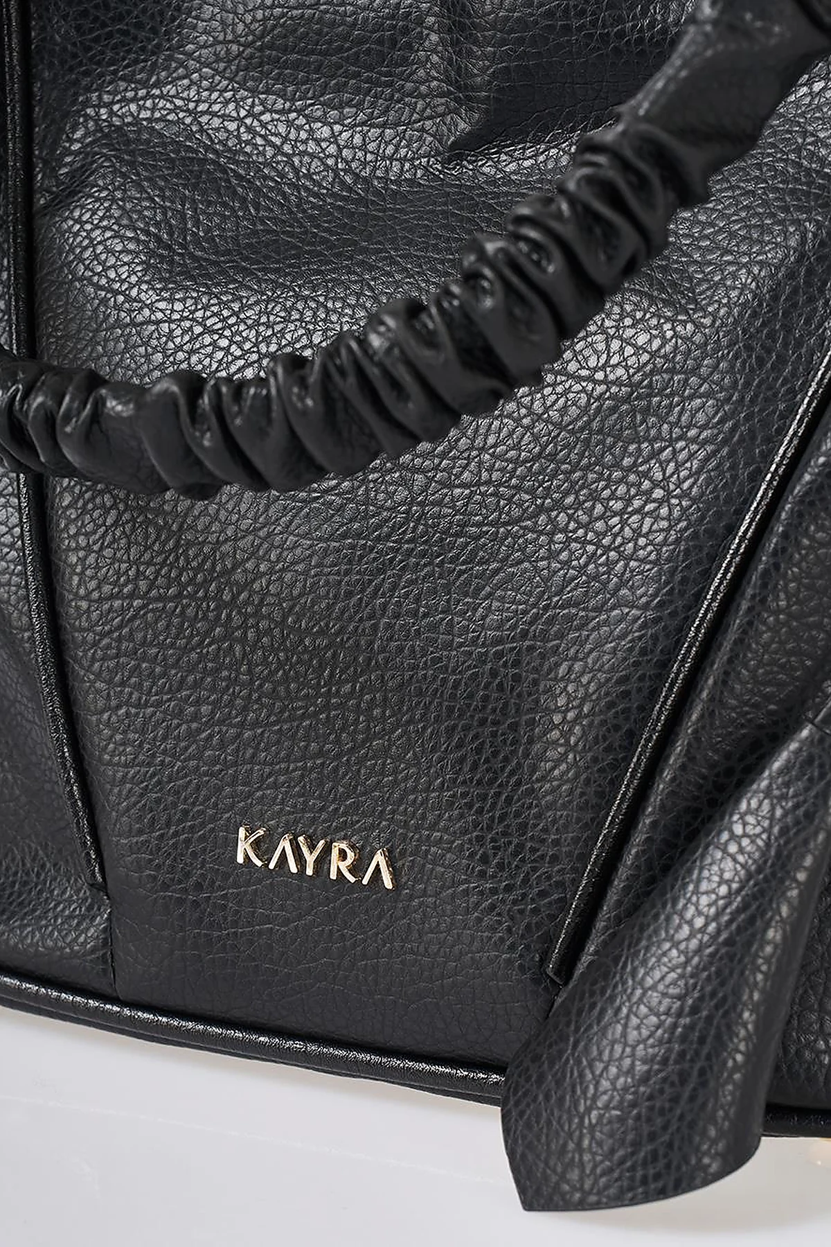 Faux Leather Hobo Bag Black