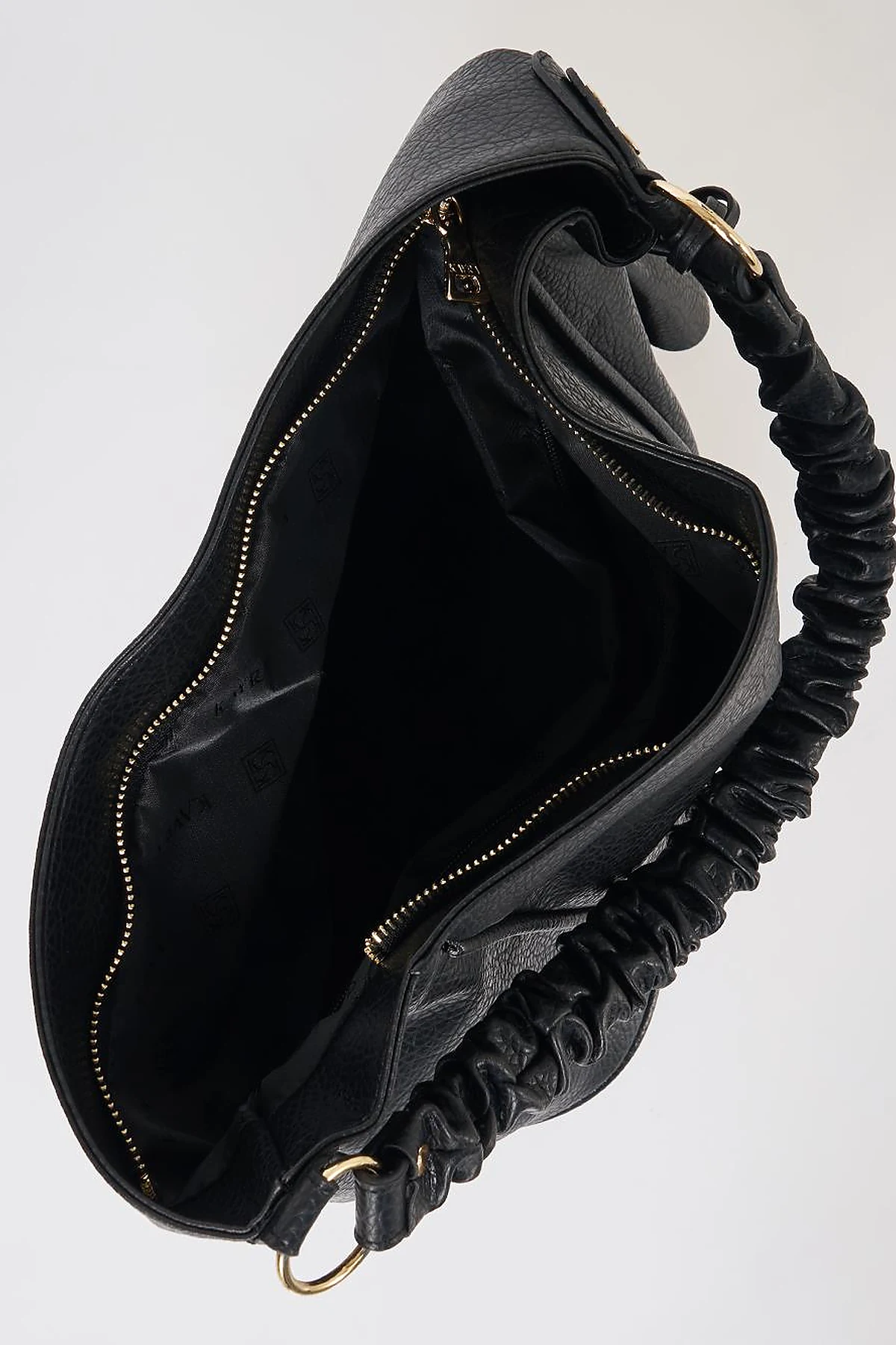 Faux Leather Hobo Bag Black