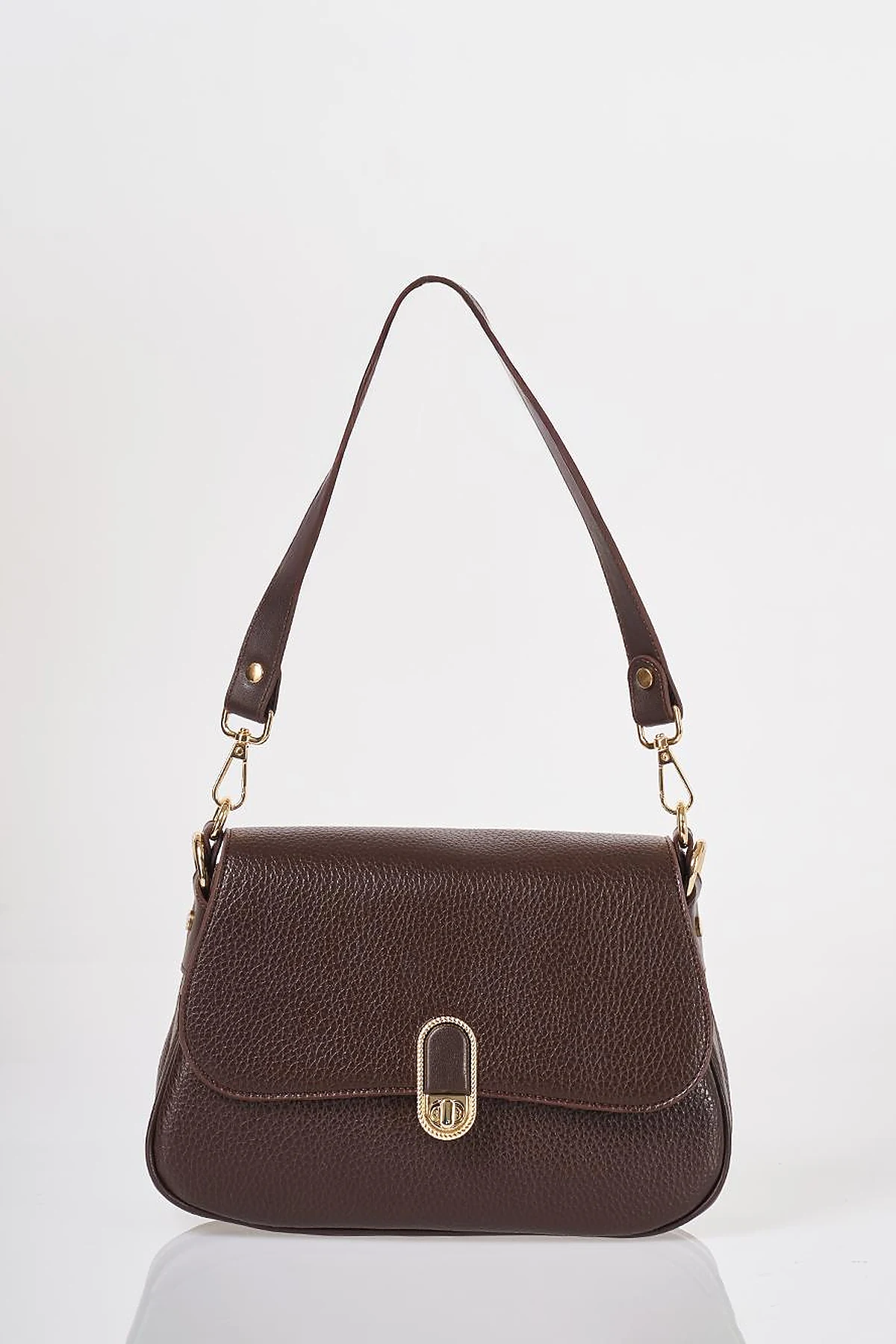 Buckle Detailed Crossbody Bag Dark Brown