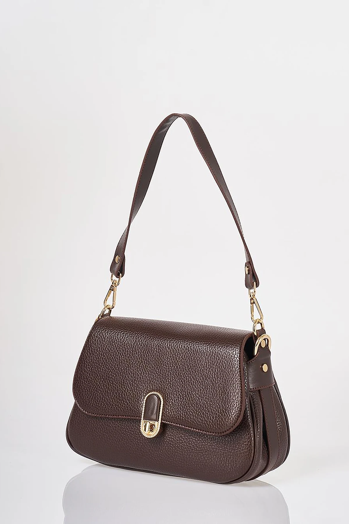 Buckle Detailed Crossbody Bag Dark Brown