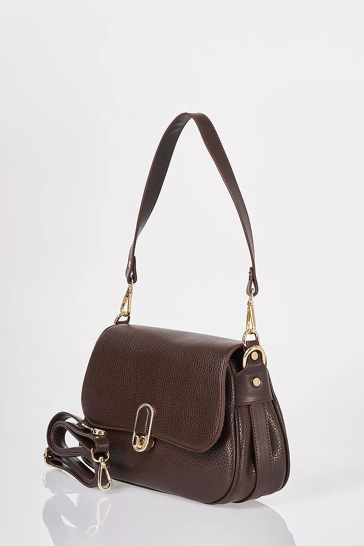 Buckle Detailed Crossbody Bag Dark Brown
