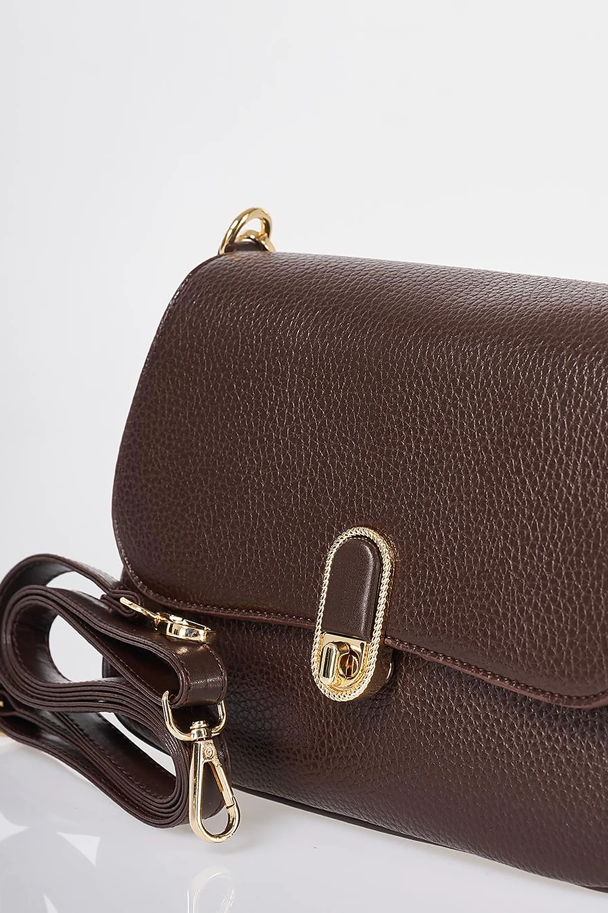 Buckle Detailed Crossbody Bag Dark Brown