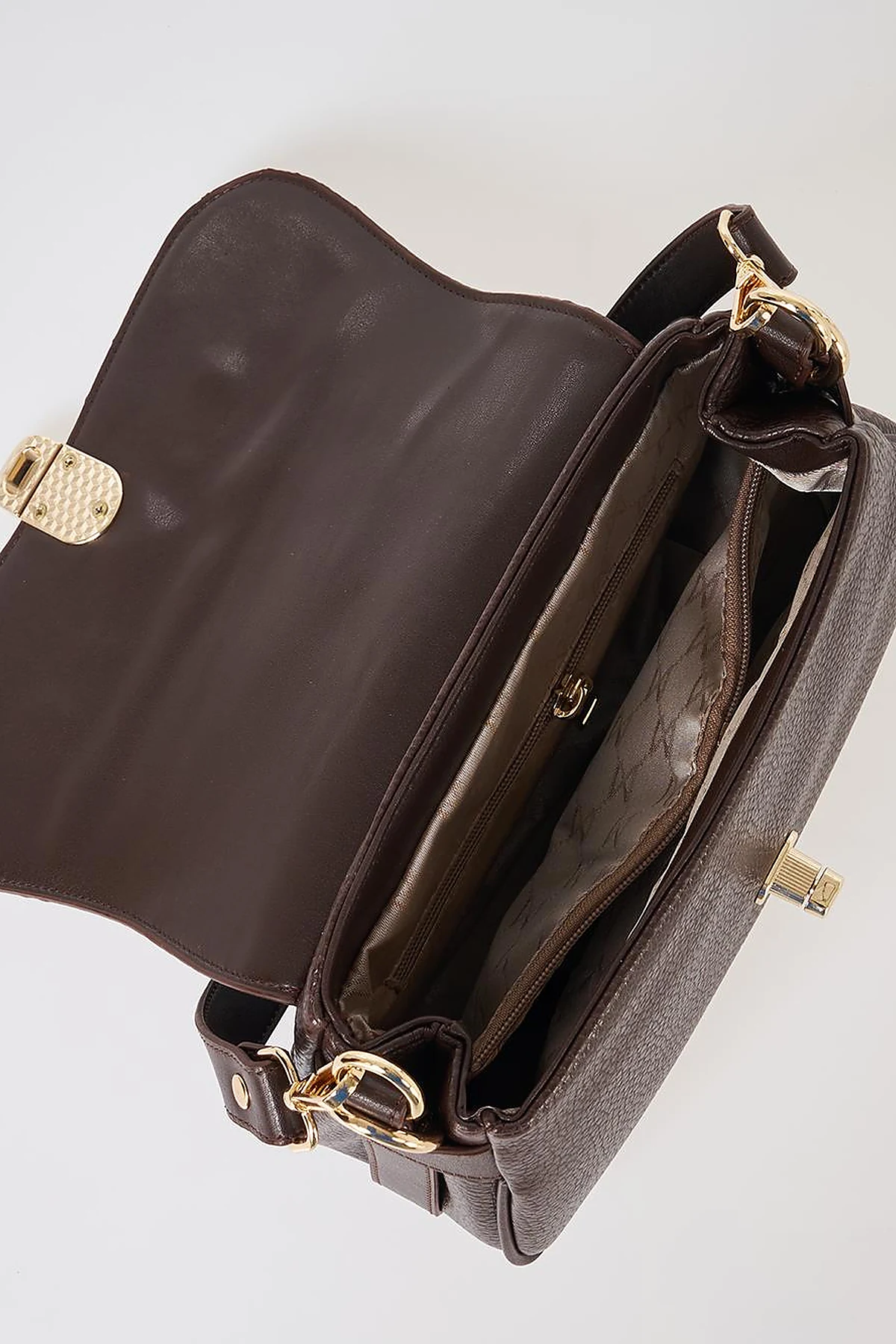 Buckle Detailed Crossbody Bag Dark Brown