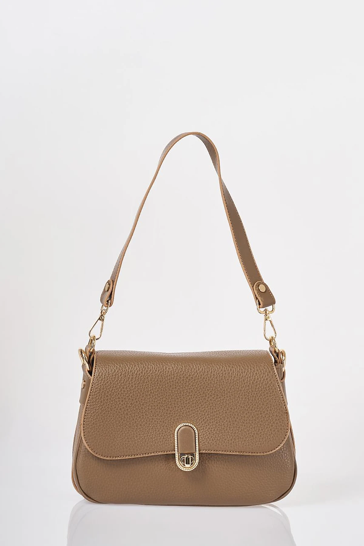 Buckle Detailed Crossbody Bag Dark Mink