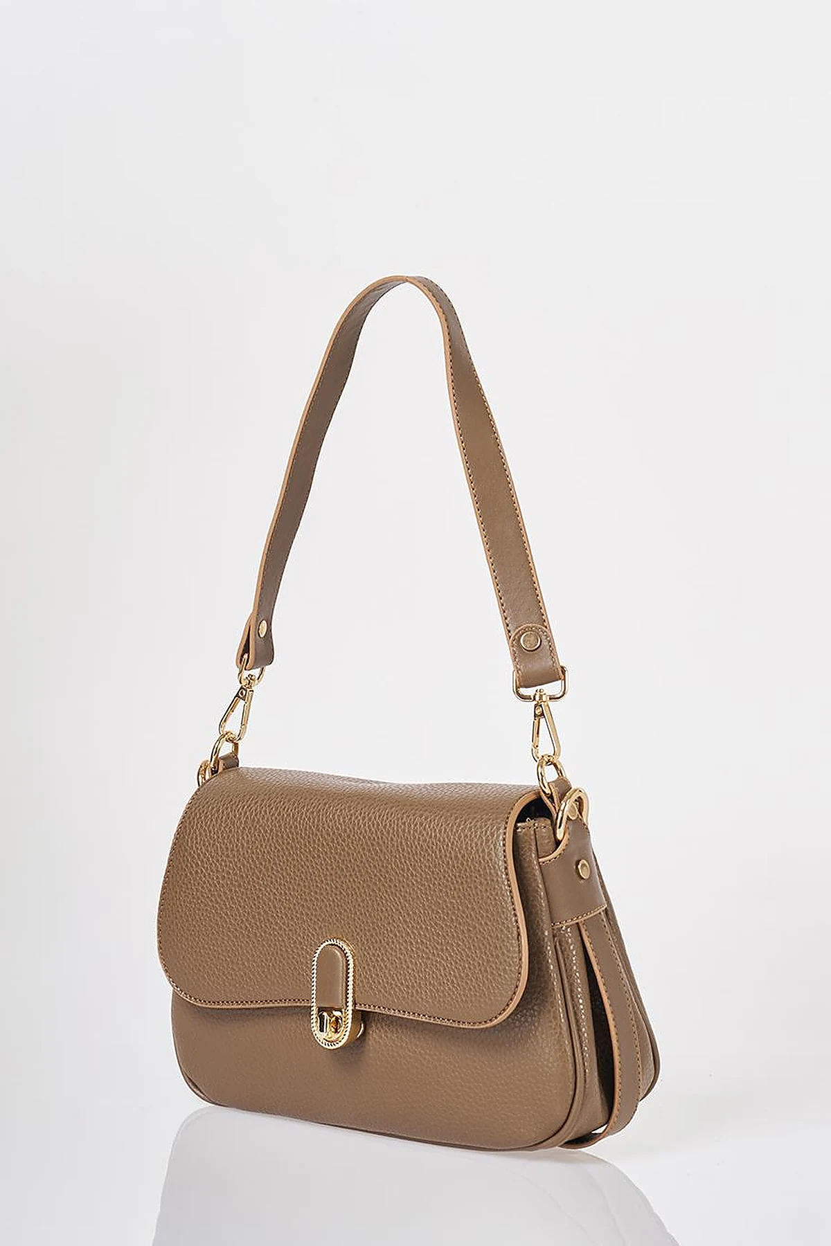 Buckle Detailed Crossbody Bag Dark Mink