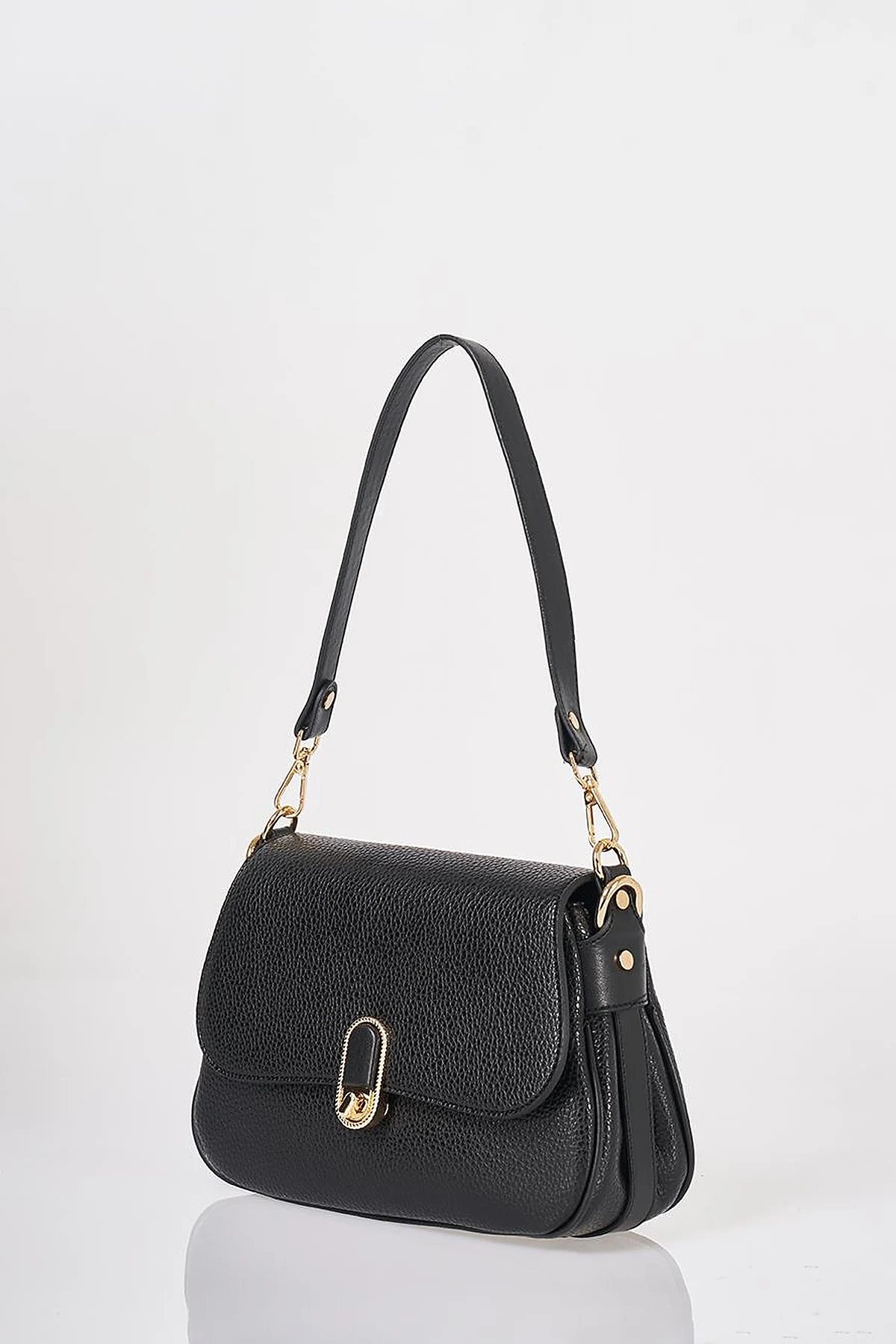 Buckle Detailed Crossbody Bag Black
