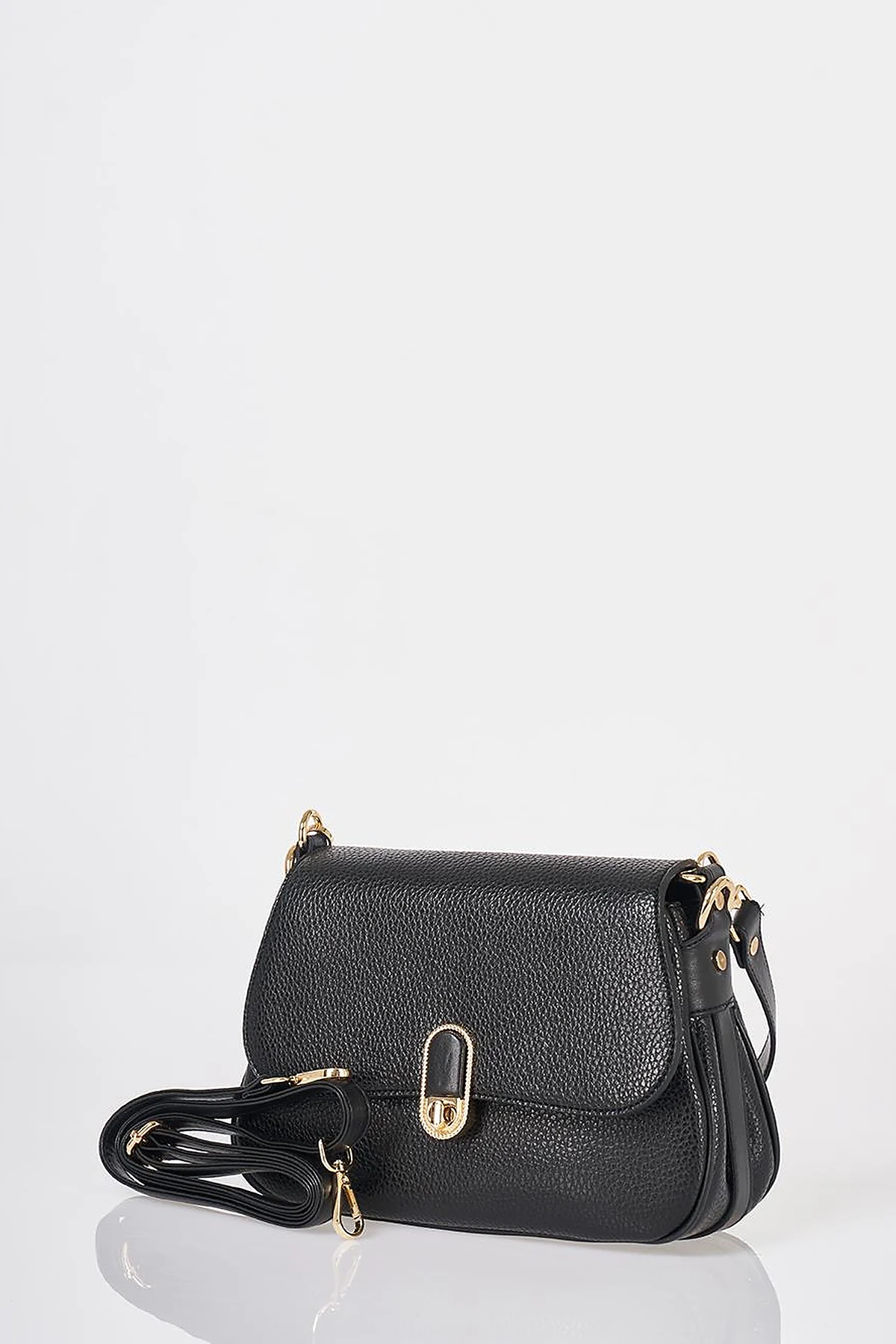 Buckle Detailed Crossbody Bag Black