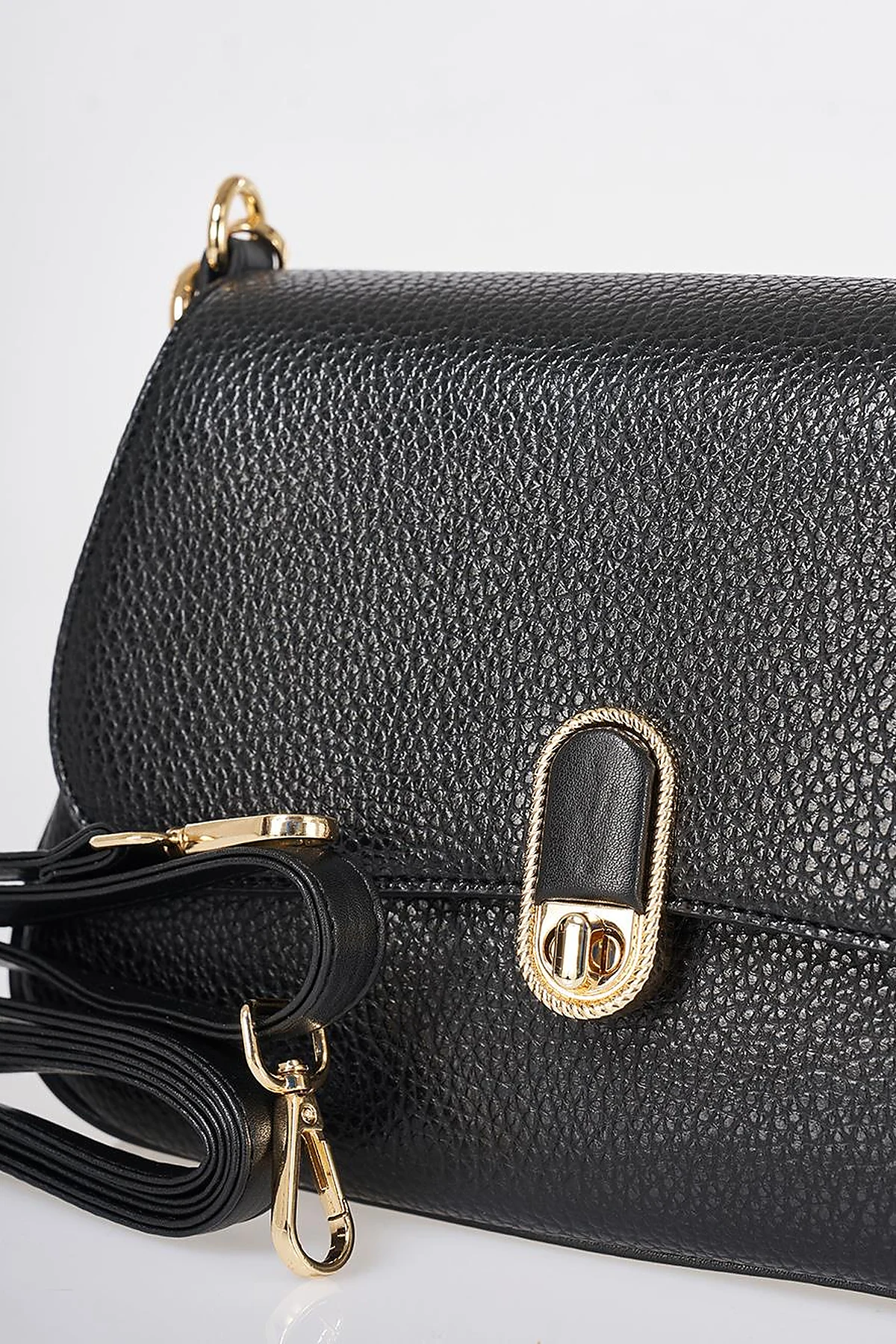 Buckle Detailed Crossbody Bag Black