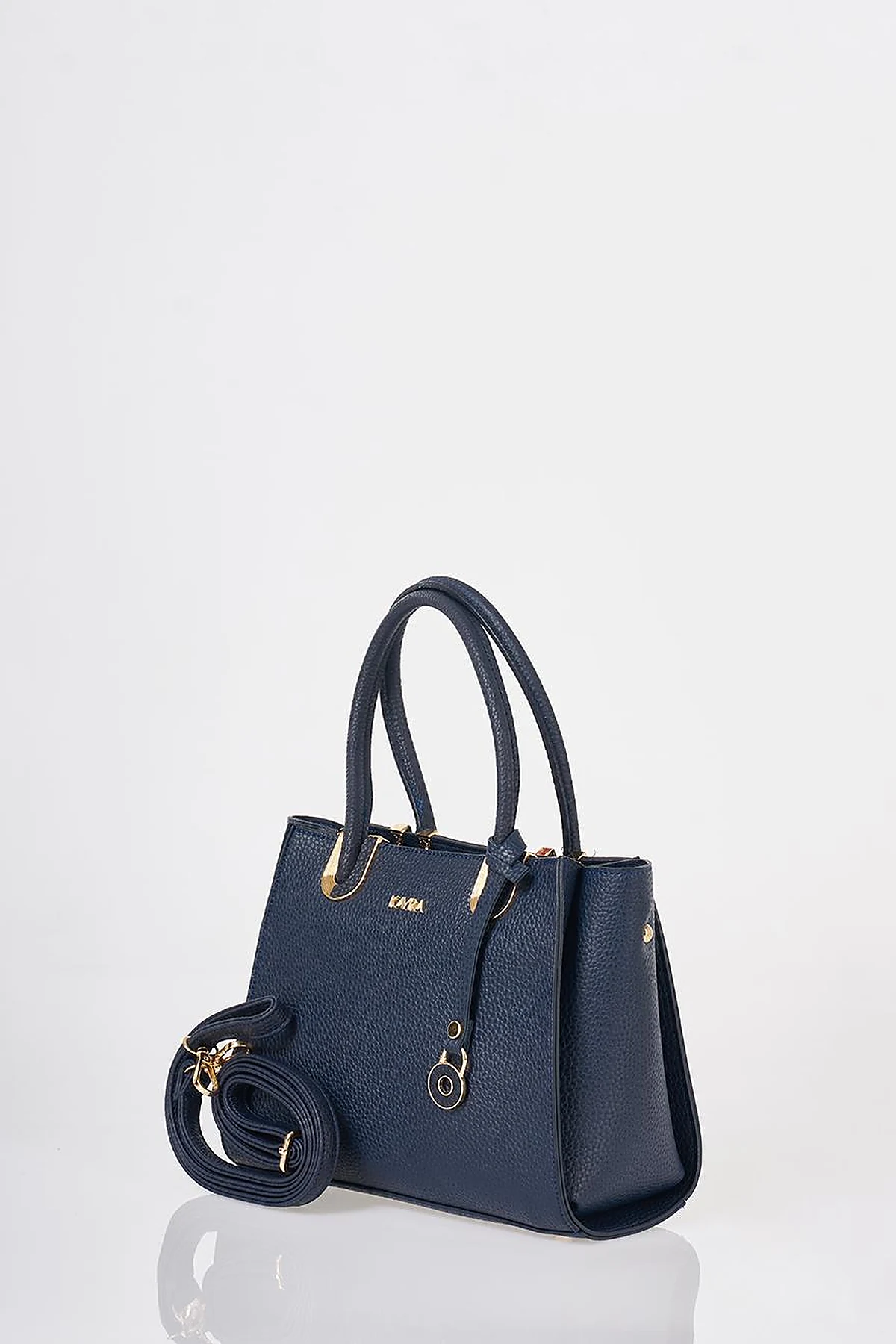 Buckle Detailed Tote Bag Navy