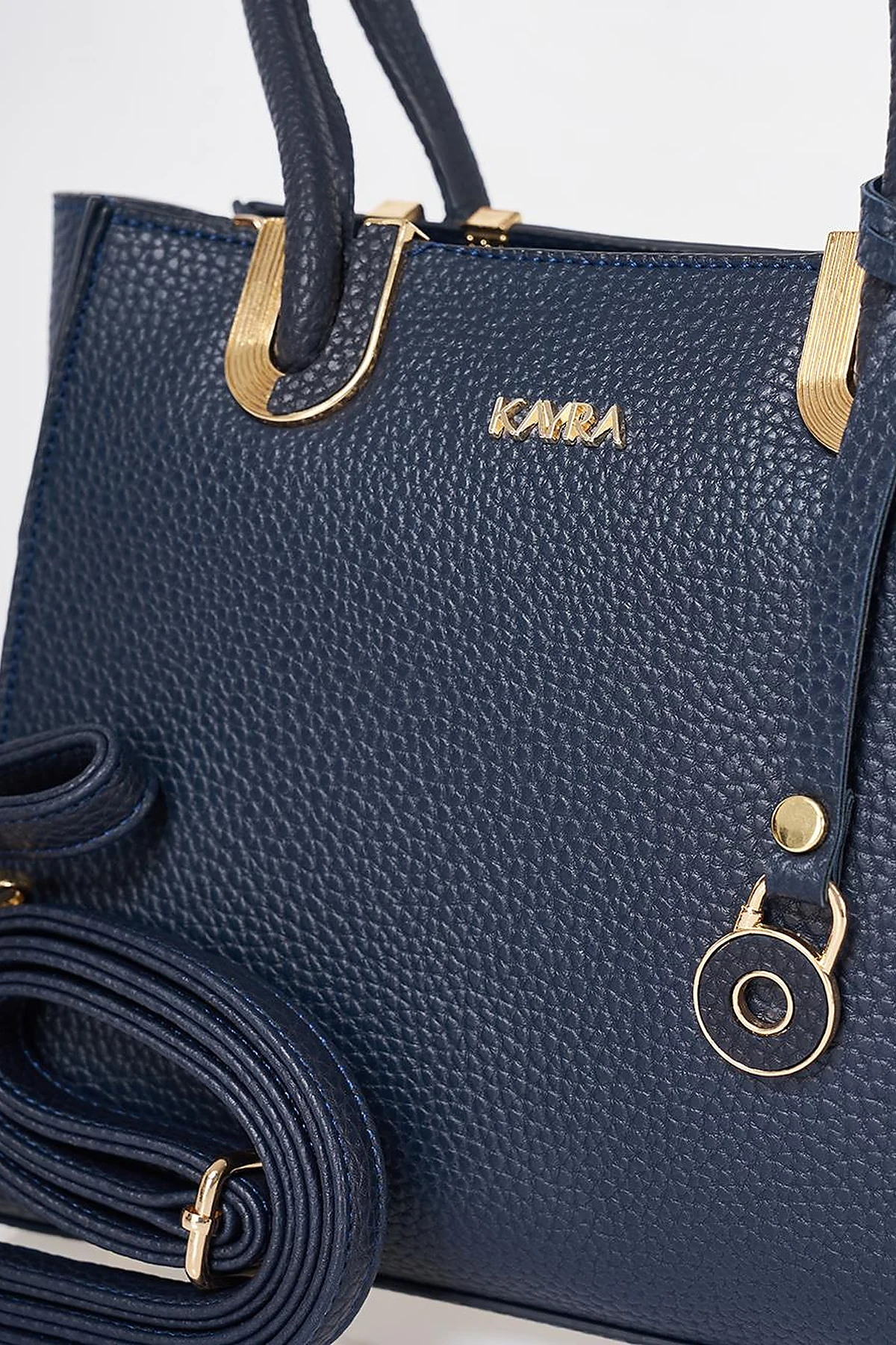 Buckle Detailed Tote Bag Navy