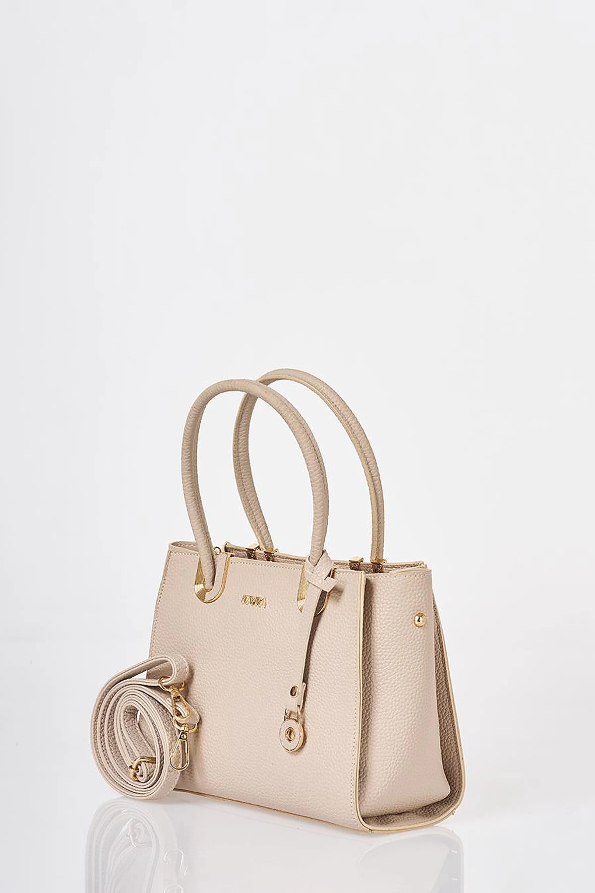 Buckle Detailed Tote Bag Stone