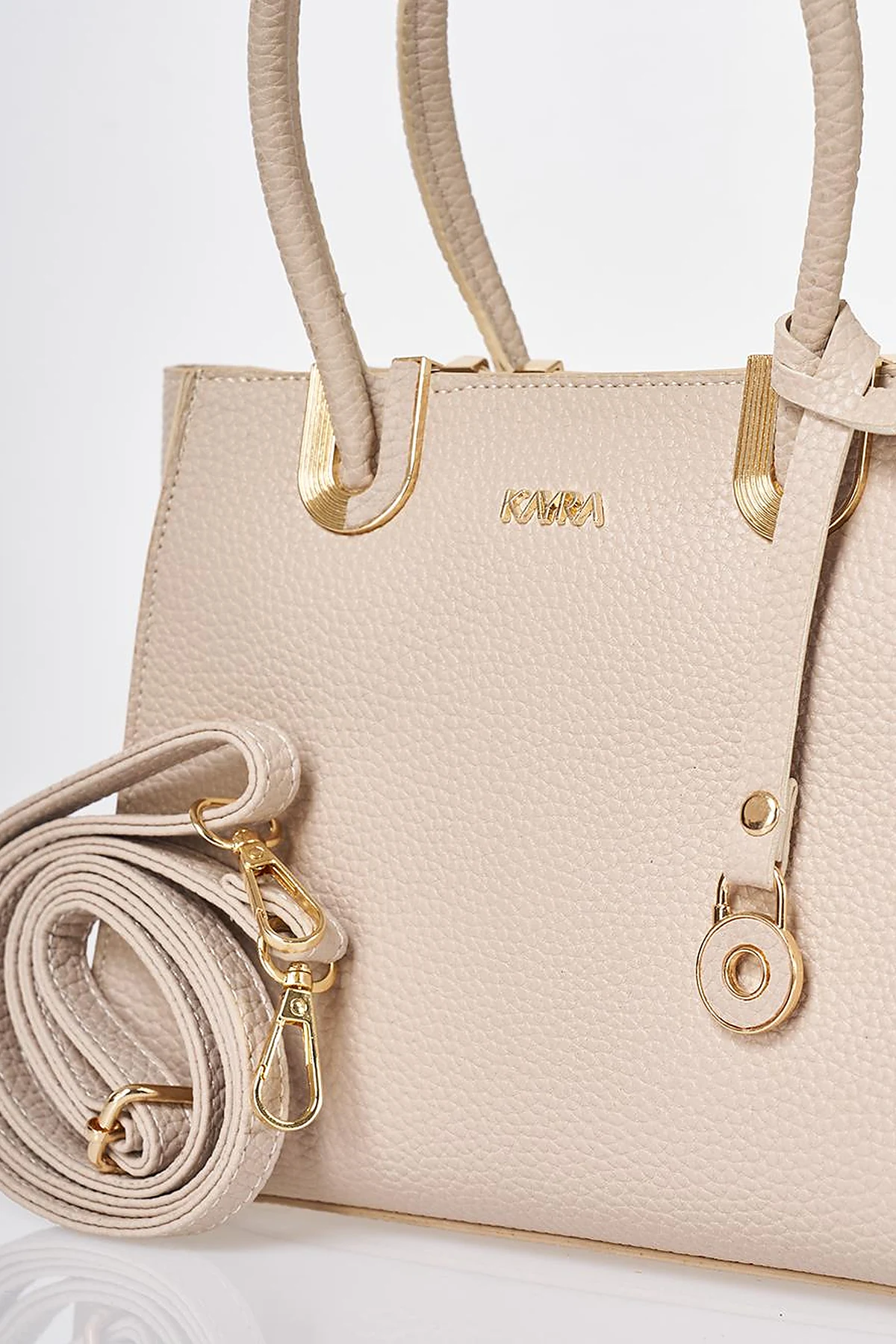 Buckle Detailed Tote Bag Stone