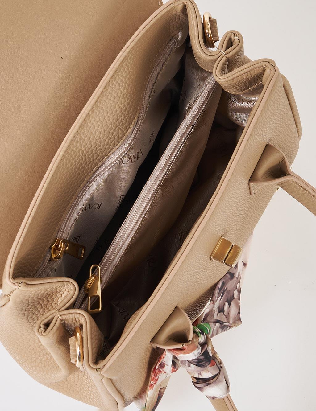 Scarf Detail Handbag Mink
