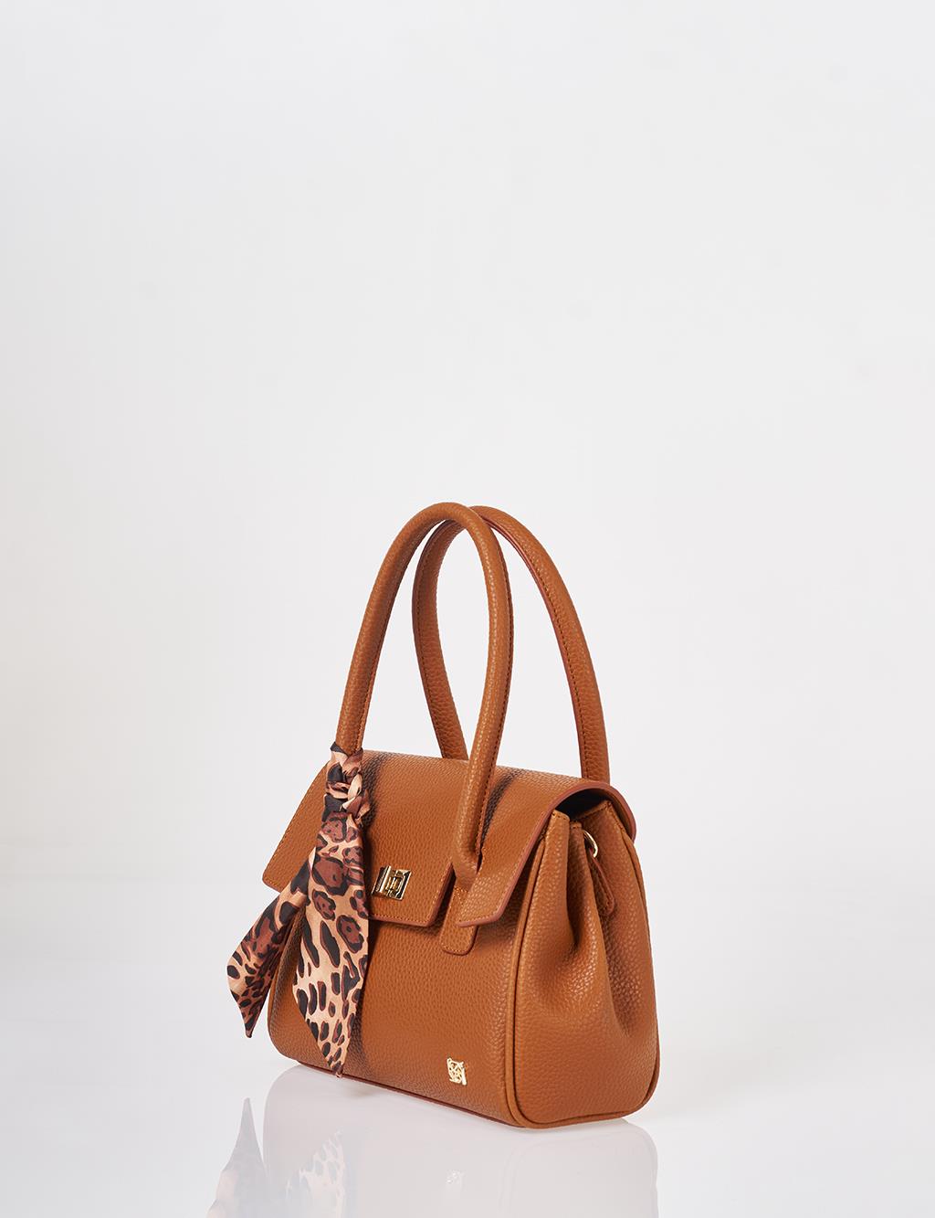 Scarf Detail Handbag Tan