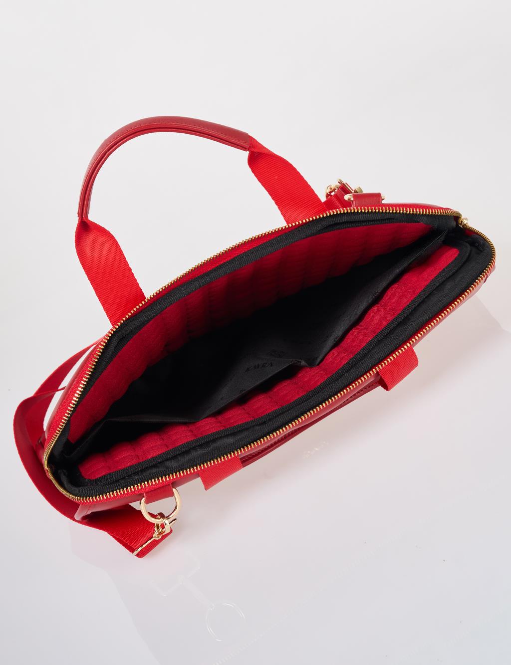 Red Faux Leather Laptop Bag