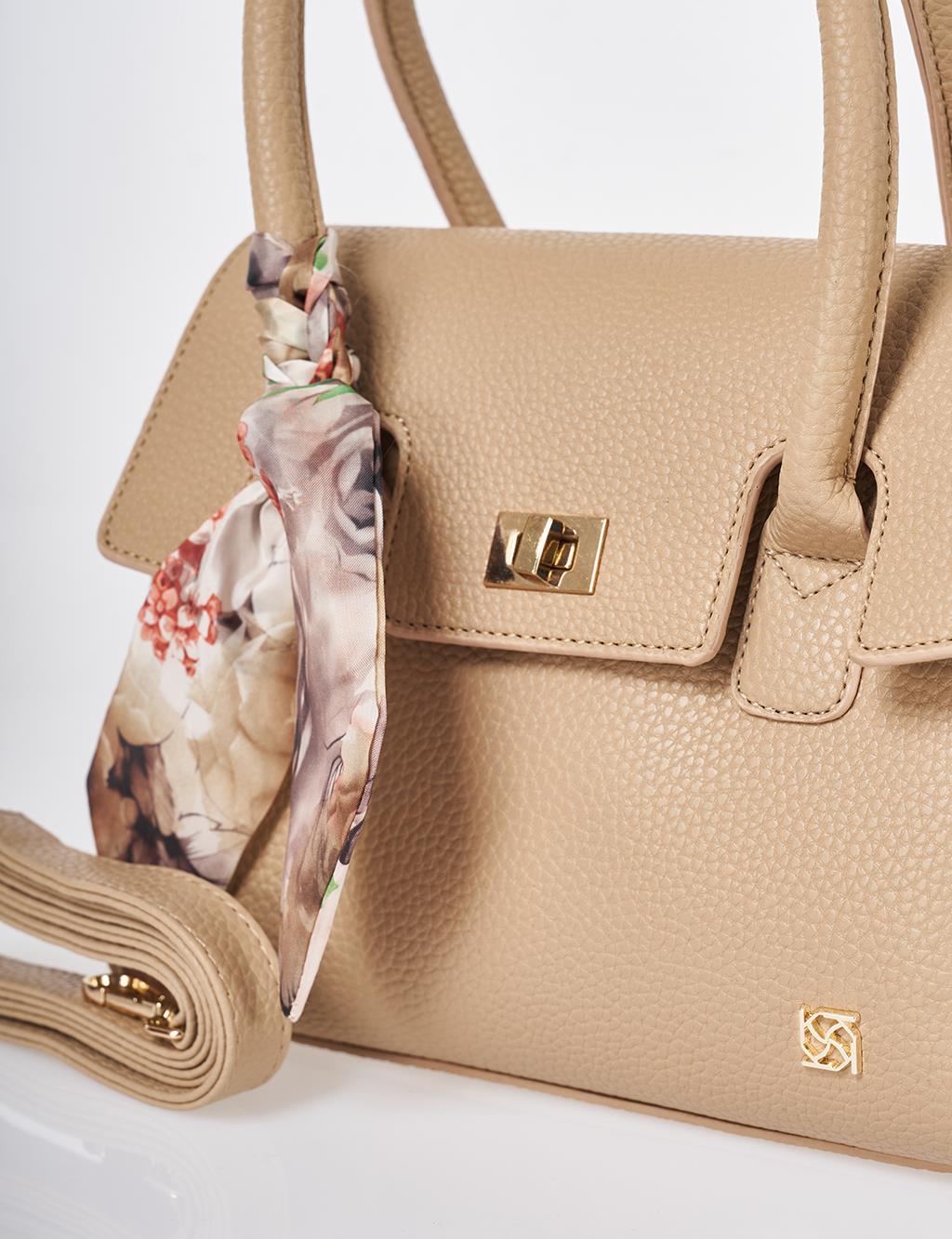 Scarf Detail Handbag Mink