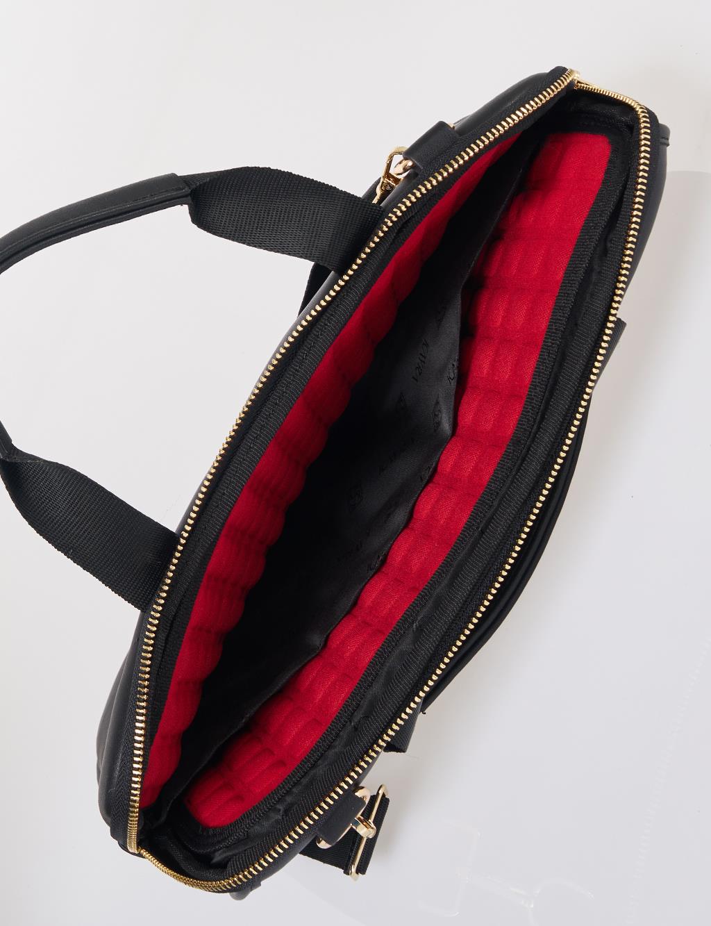Black Faux Leather Laptop Bag