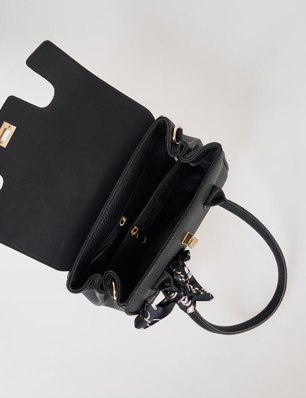 Scarf Detail Handbag Black