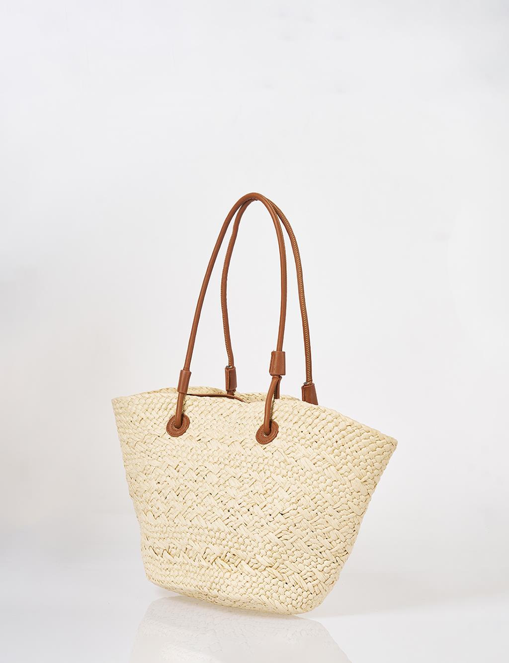 Straw Shoulder Bag Cream